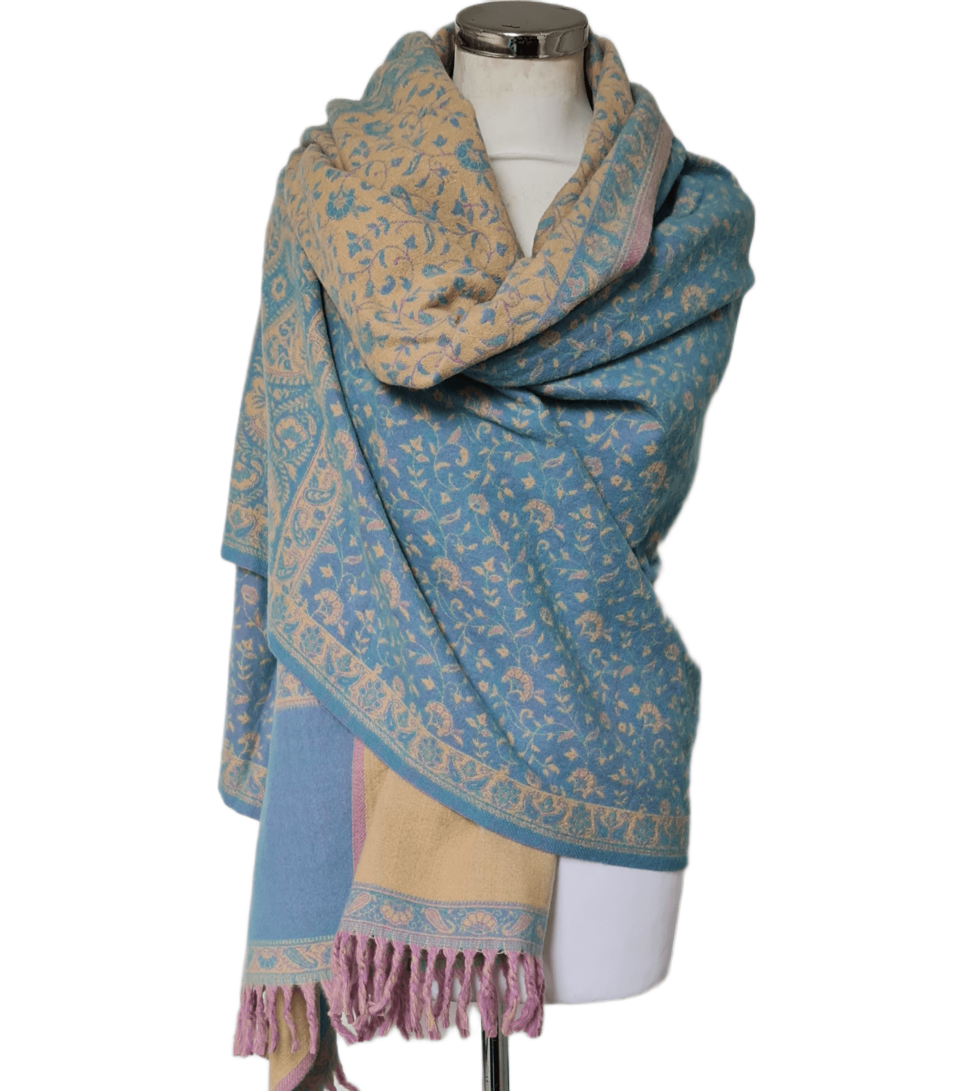 Yakwol Omslagdoek - Blauw, Lila, Zand