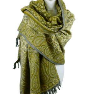 Yakwol Omslagdoek -  Oker, Olijf, Zand