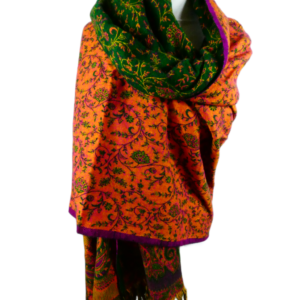 Yakwol Omslagdoek -  Groen, Oranje, Paars