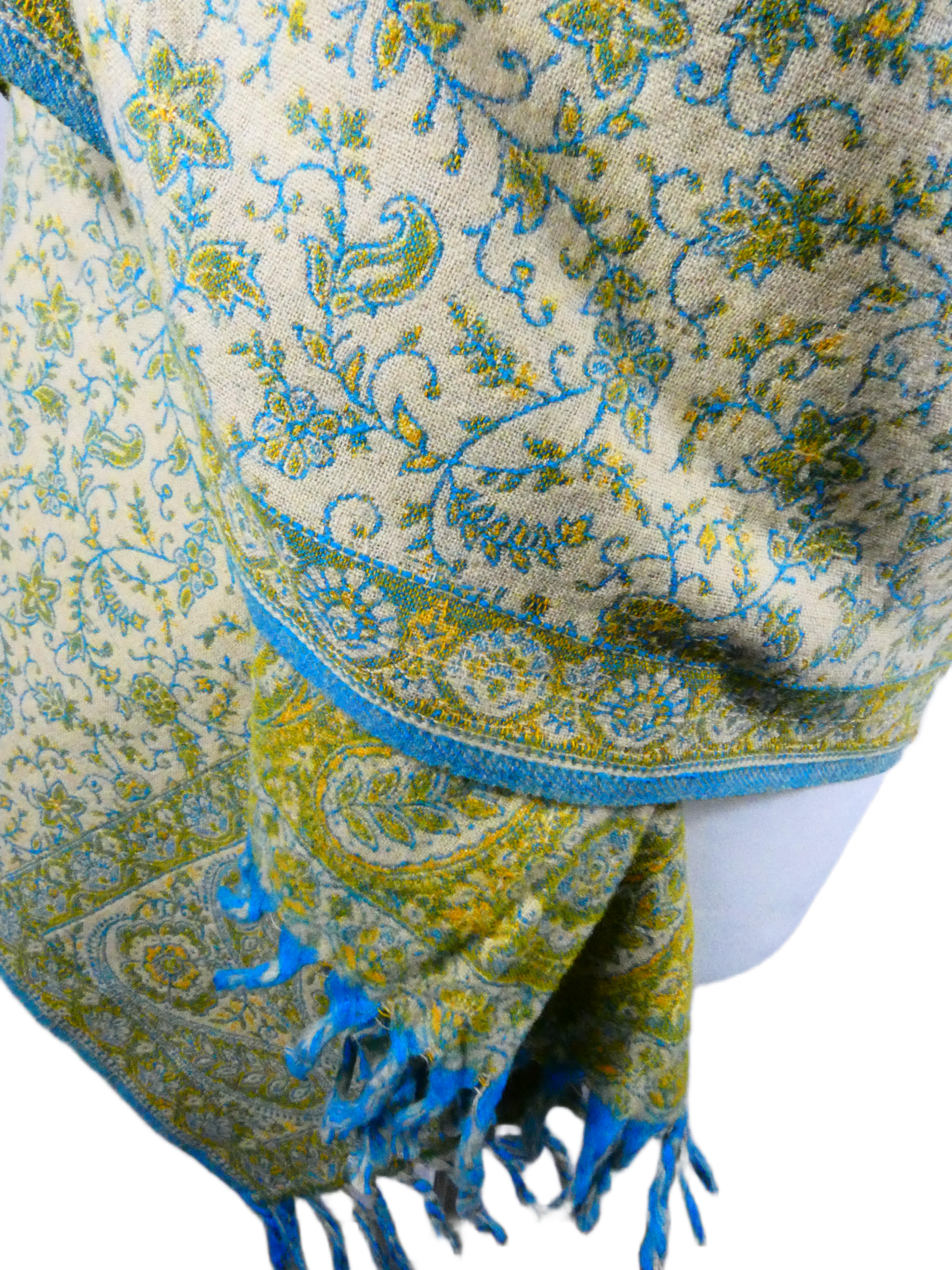 Yakwol Omslagdoek - Groen, Olijf, Oker, Zand - Afbeelding 10