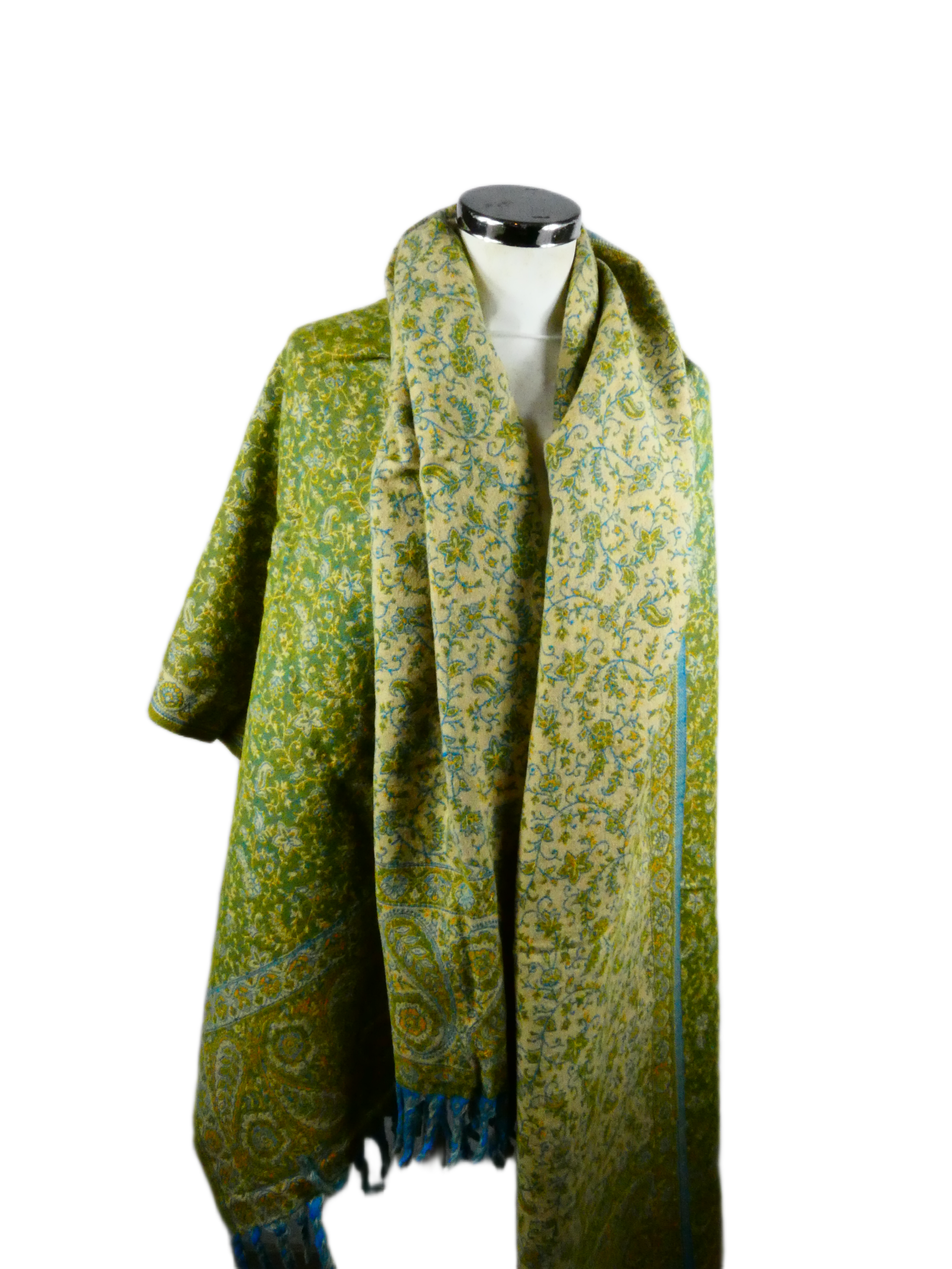 Yakwol Omslagdoek - Groen, Olijf, Oker, Zand - Afbeelding 7