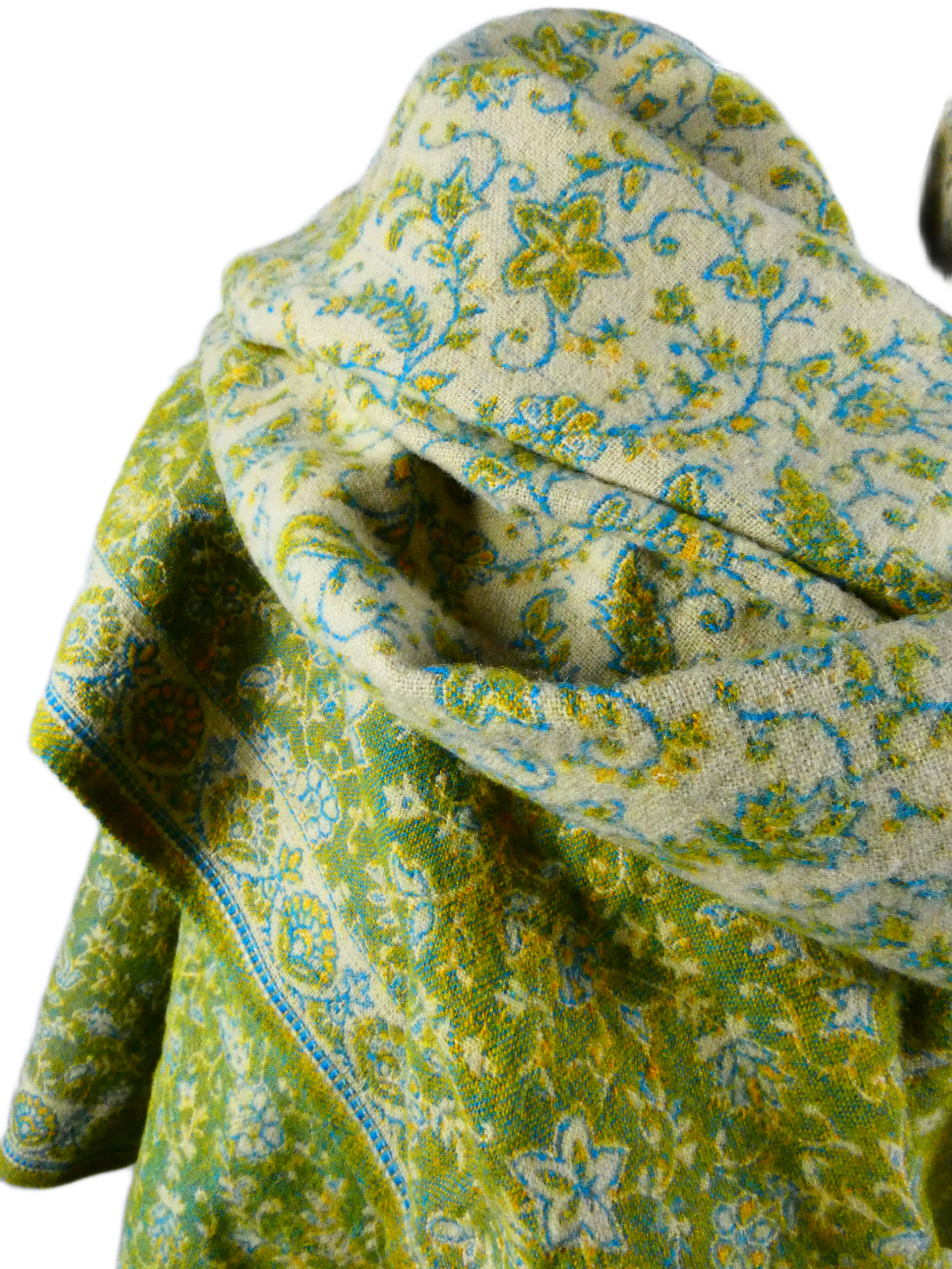 Yakwol Omslagdoek - Groen, Olijf, Oker, Zand - Afbeelding 6