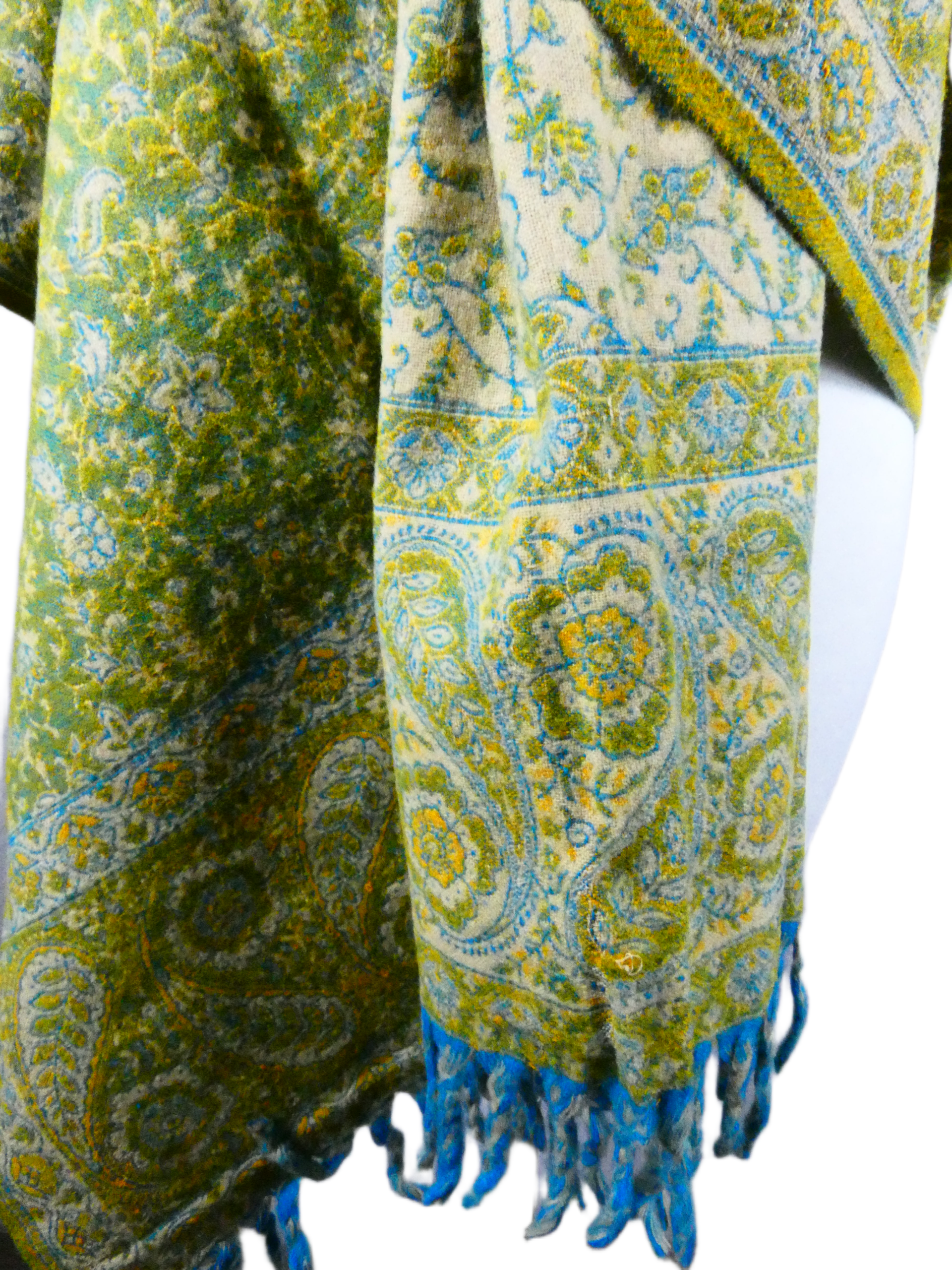 Yakwol Omslagdoek - Groen, Olijf, Oker, Zand - Afbeelding 5