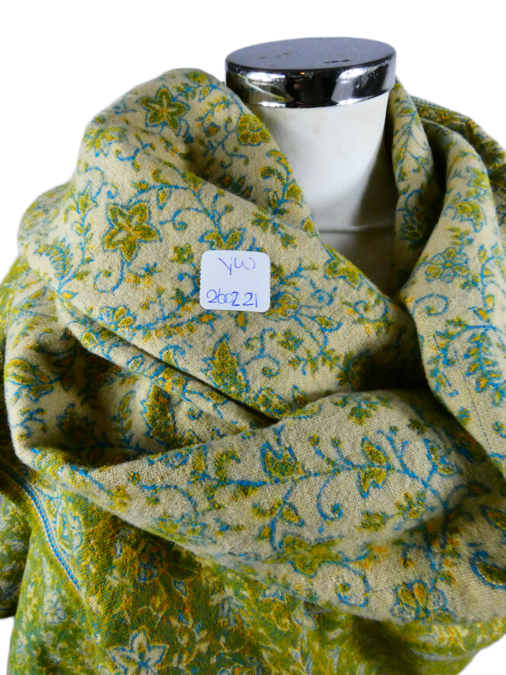 Yakwol Omslagdoek - Groen, Olijf, Oker, Zand - Afbeelding 3