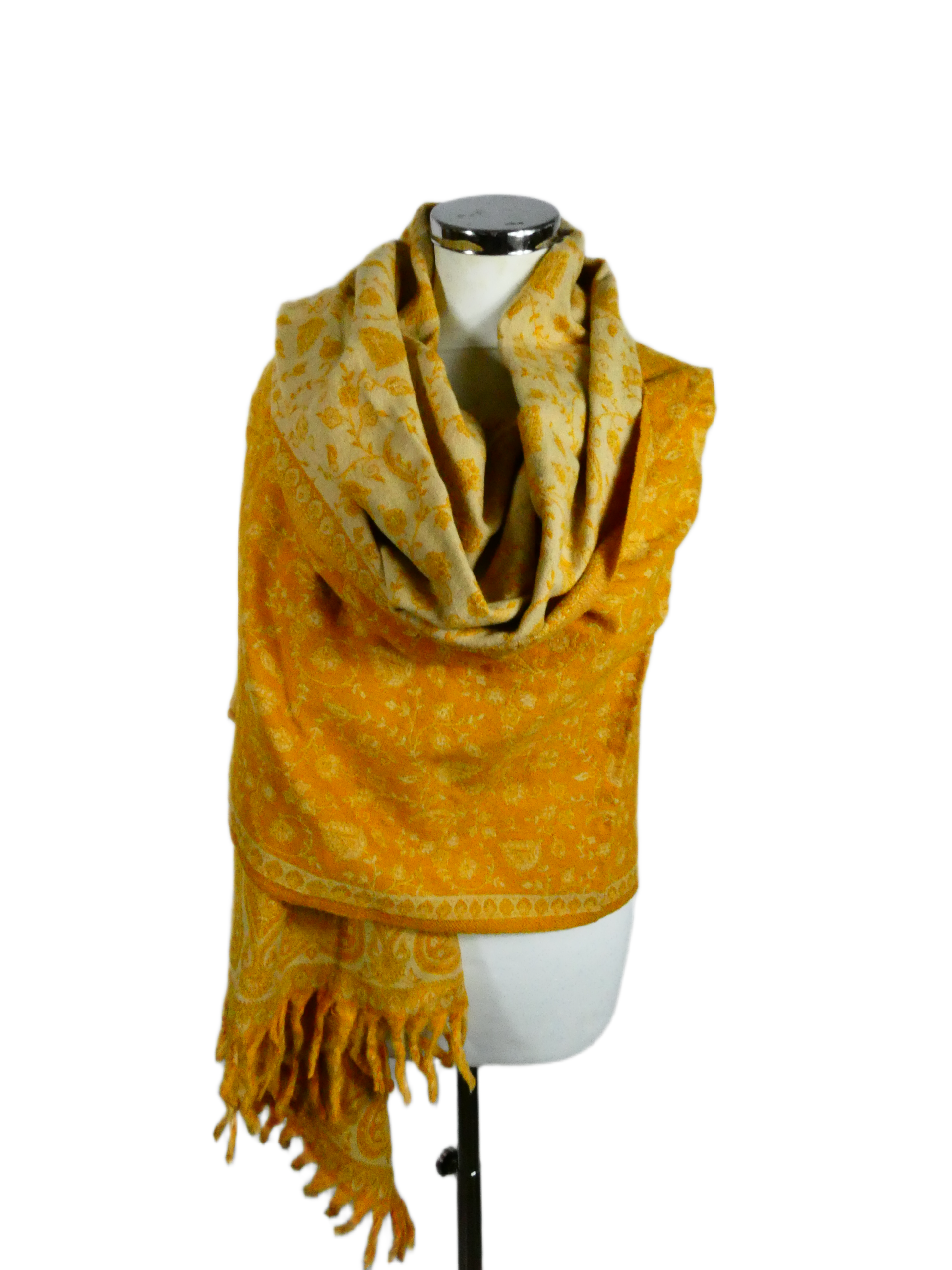 Yakwol Omslagdoek - Geel, Oker, Zand - Afbeelding 5