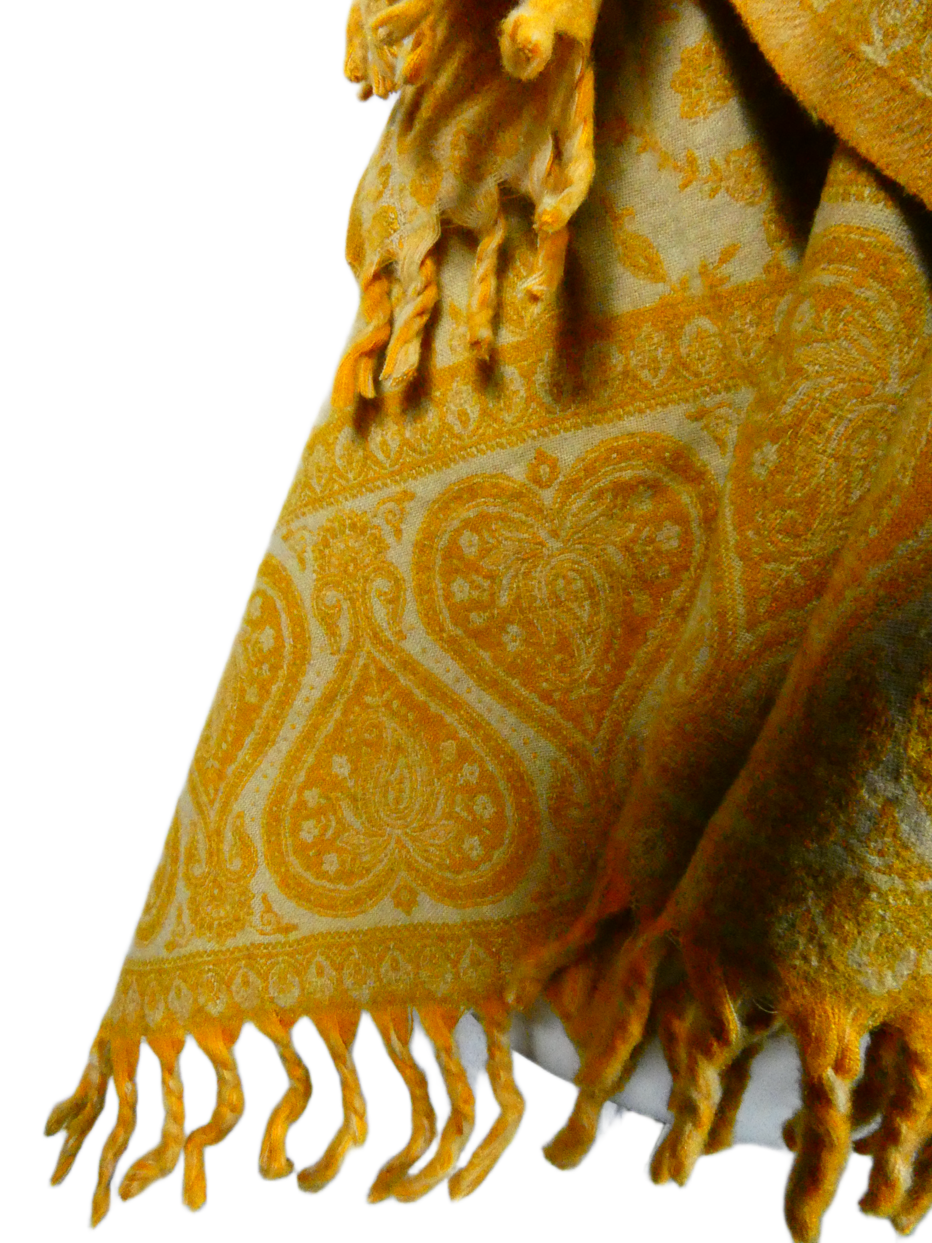 Yakwol Omslagdoek - Geel, Oker, Zand - Afbeelding 9