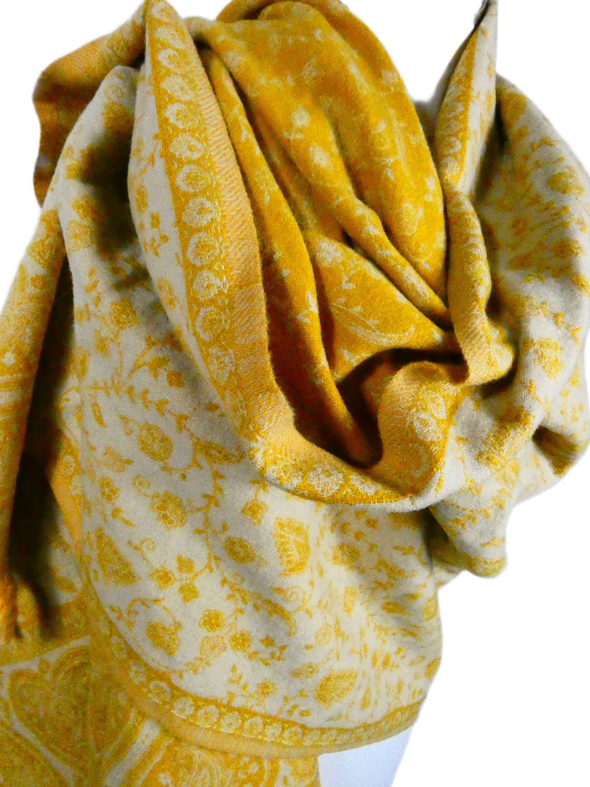 Yakwol Omslagdoek - Geel, Oker, Zand - Afbeelding 10