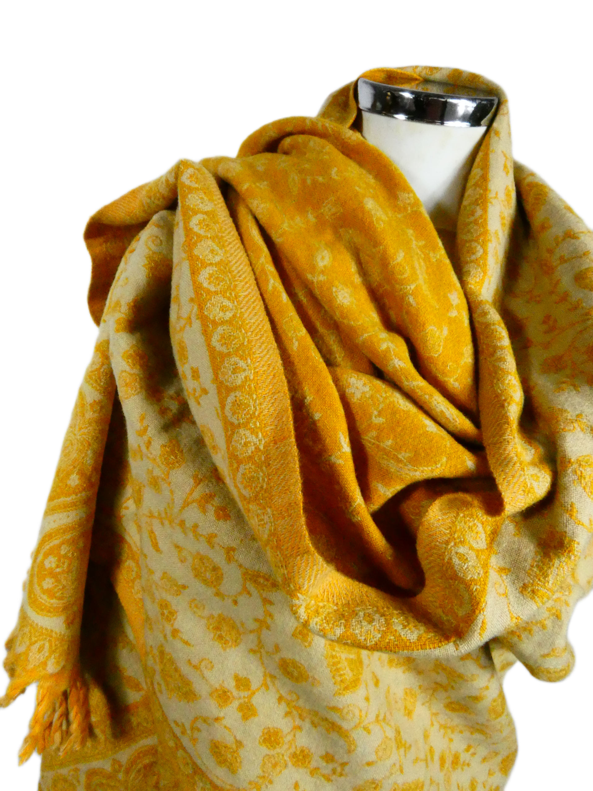 Yakwol Omslagdoek - Geel, Oker, Zand - Afbeelding 11