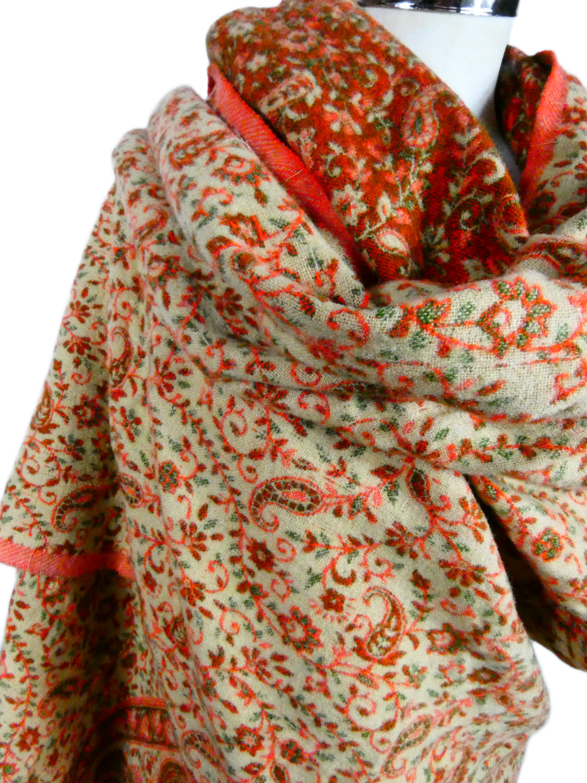 Yakwol Omslagdoek - Groen, Oranje, Zand - Afbeelding 12