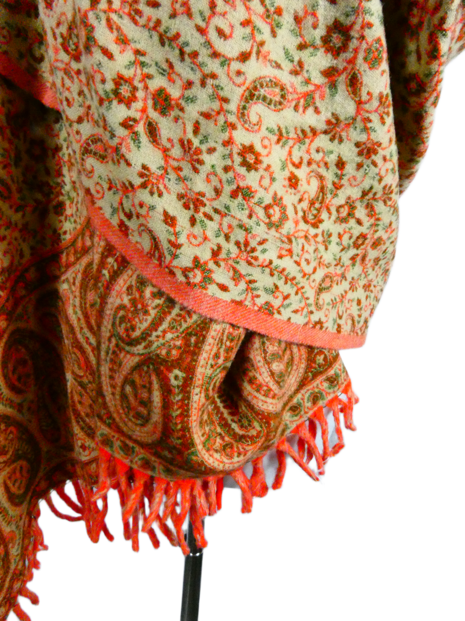 Yakwol Omslagdoek - Groen, Oranje, Zand - Afbeelding 13