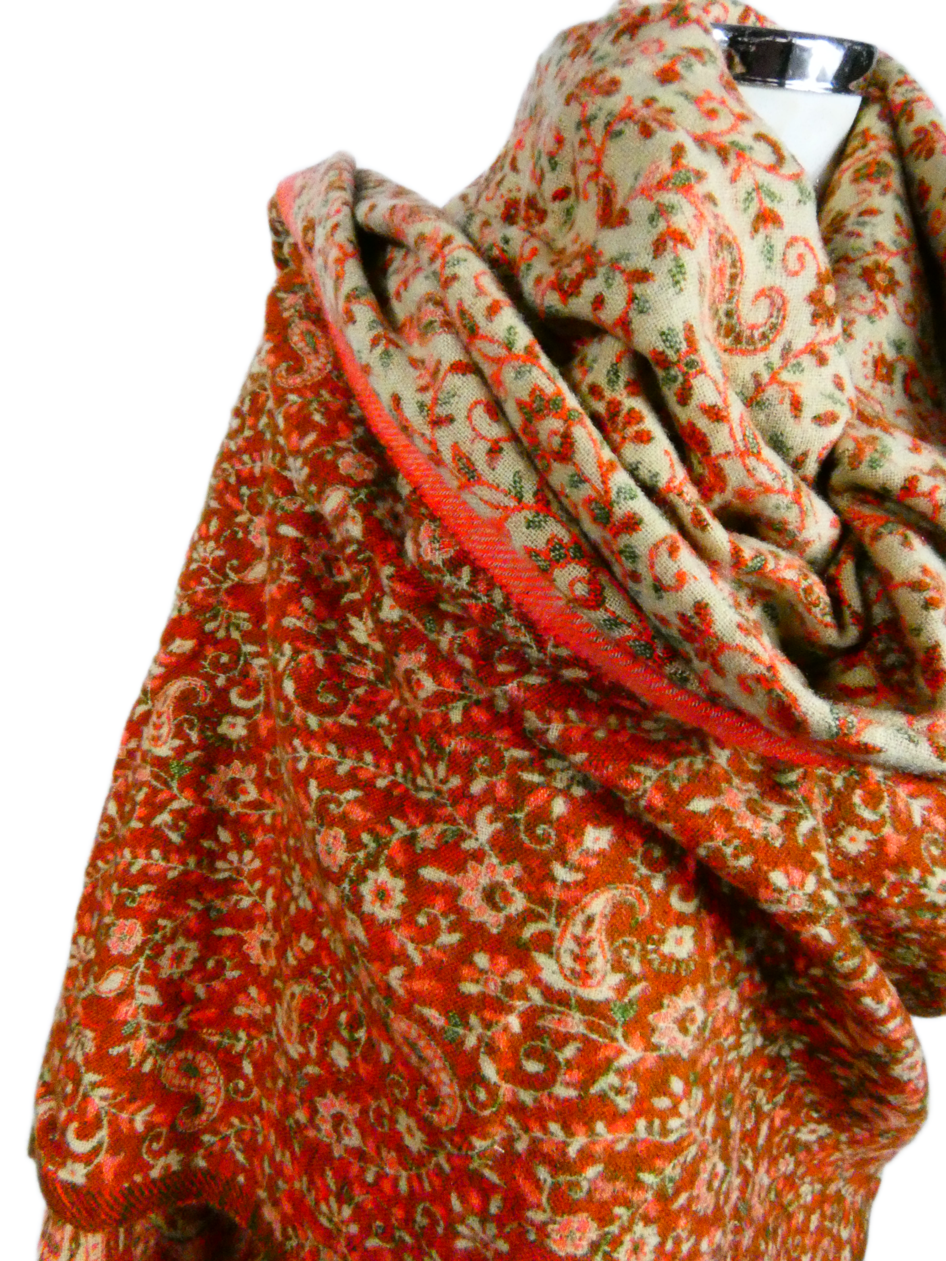 Yakwol Omslagdoek - Groen, Oranje, Zand - Afbeelding 6