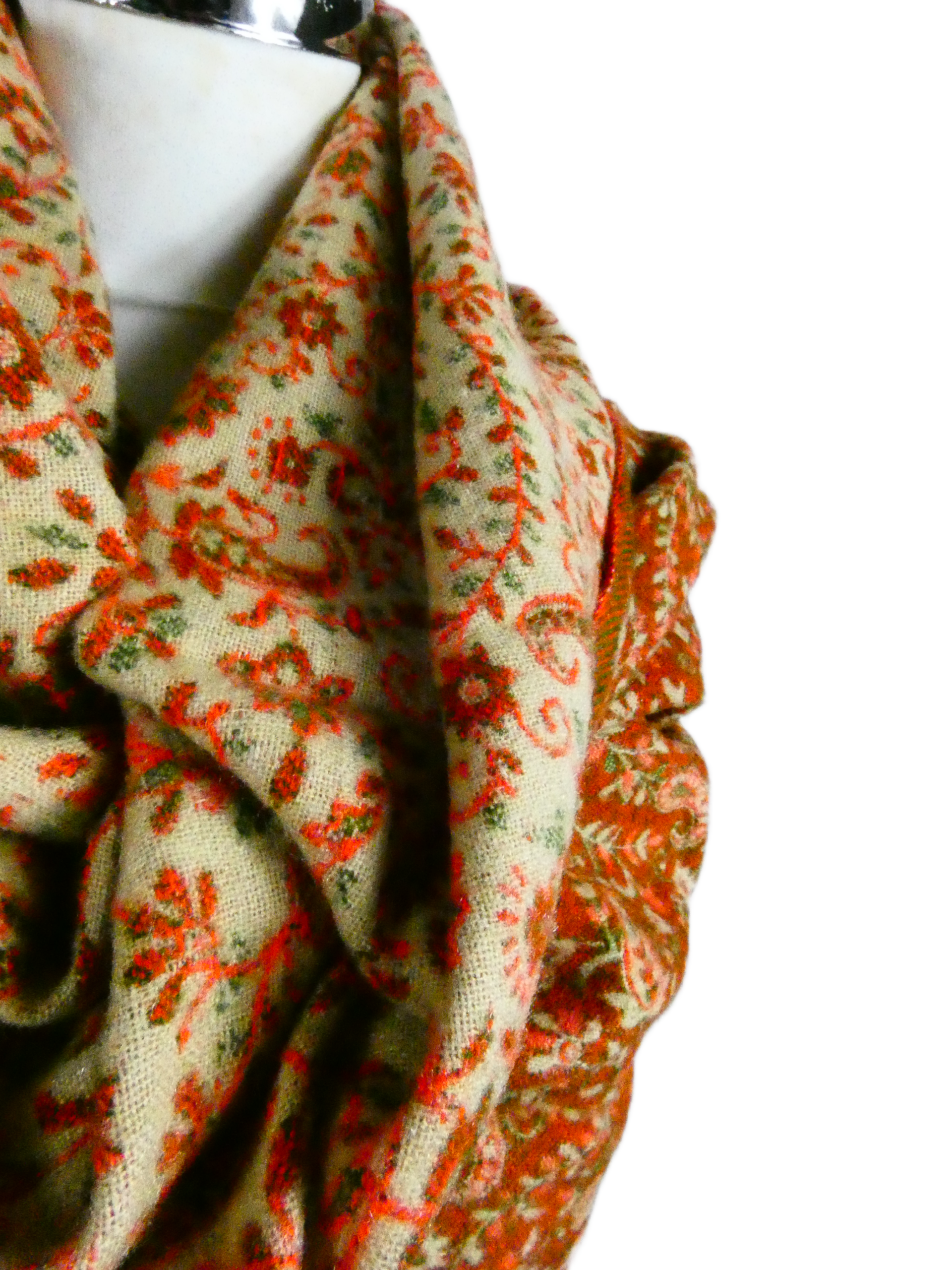 Yakwol Omslagdoek - Groen, Oranje, Zand - Afbeelding 8