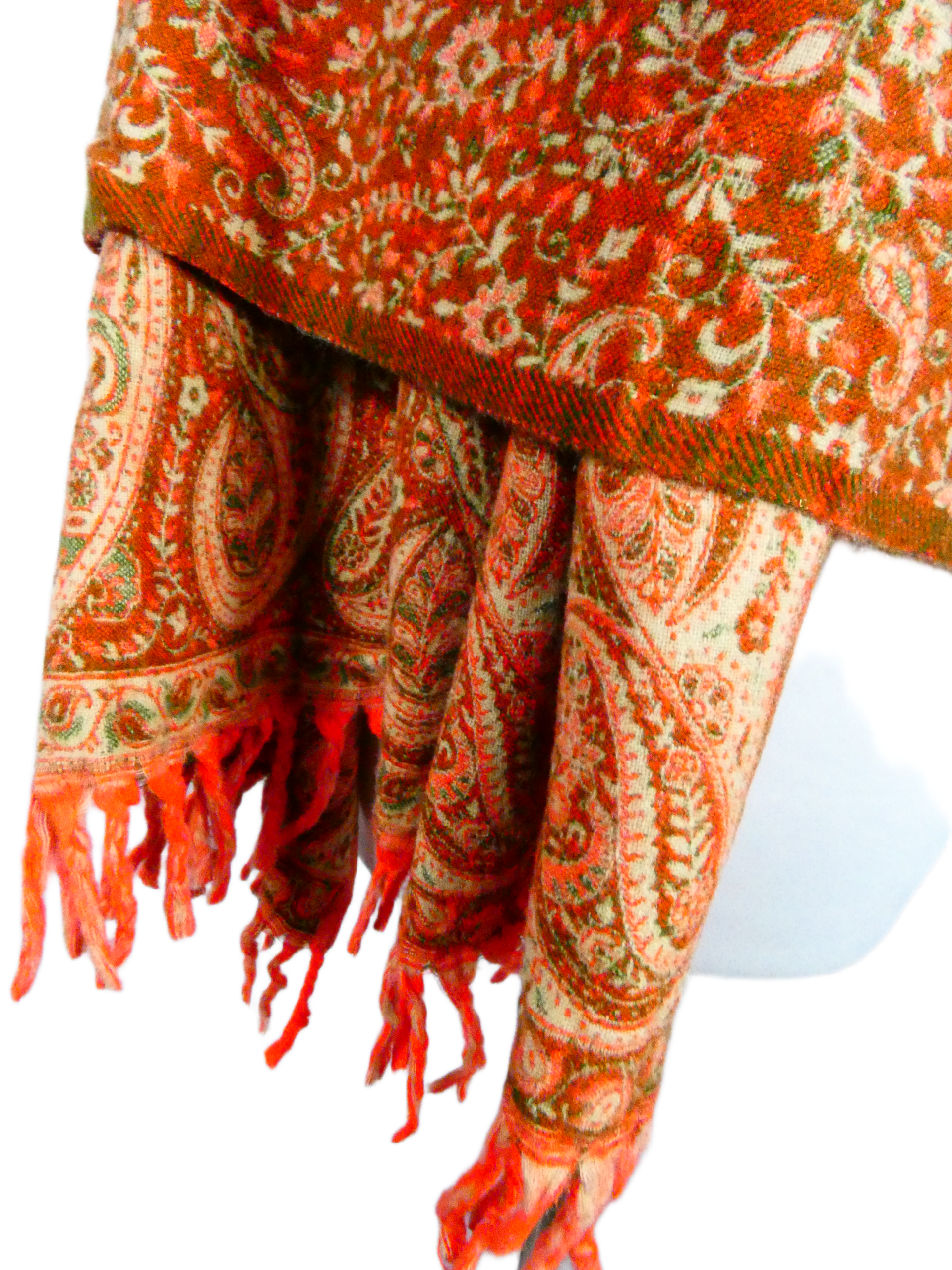 Yakwol Omslagdoek - Groen, Oranje, Zand - Afbeelding 9