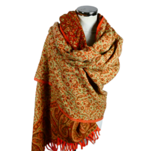 Yakwol Omslagdoek -  Groen, Oranje, Zand