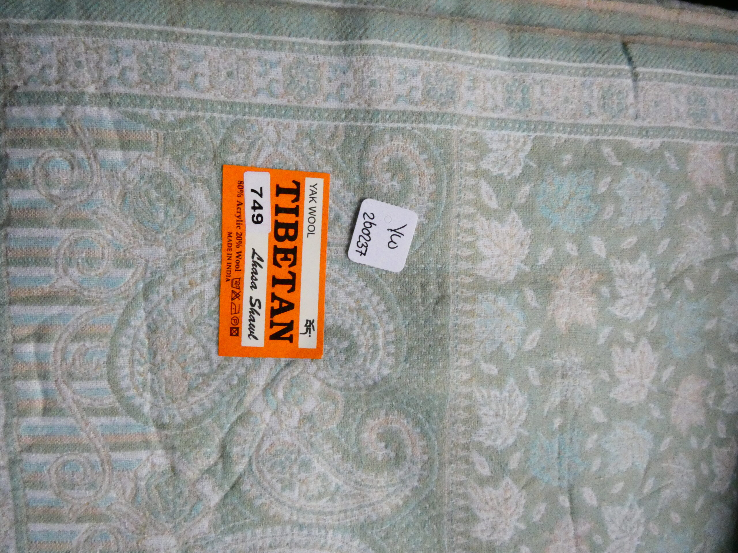 Yakwol Omslagdoek - Mint, Olijf, Wit, Zand - Afbeelding 3