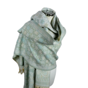 Yakwol Omslagdoek -  Mint, Olijf, Wit, Zand