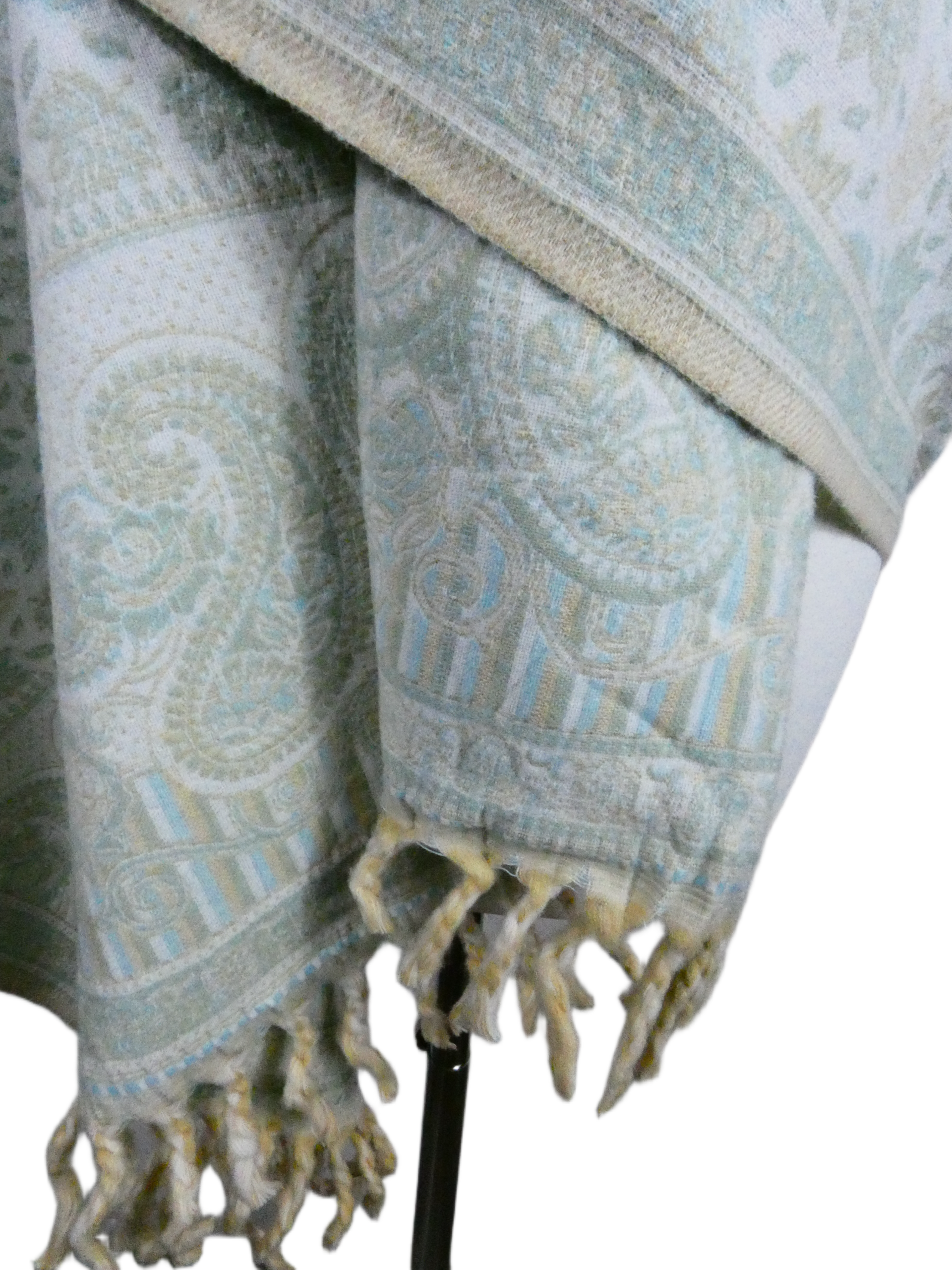 Yakwol Omslagdoek - Mint, Olijf, Wit, Zand - Afbeelding 4