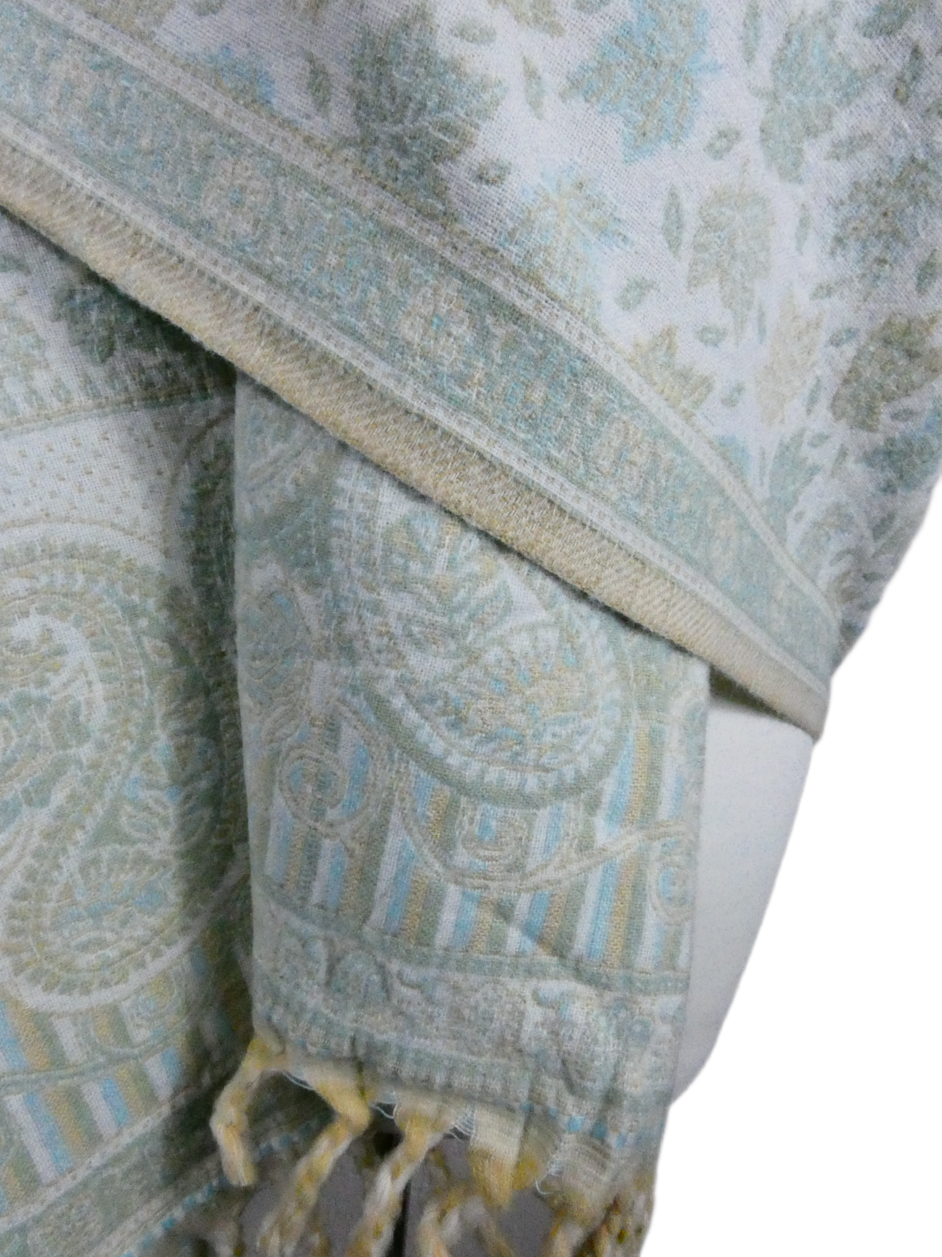 Yakwol Omslagdoek - Mint, Olijf, Wit, Zand - Afbeelding 5