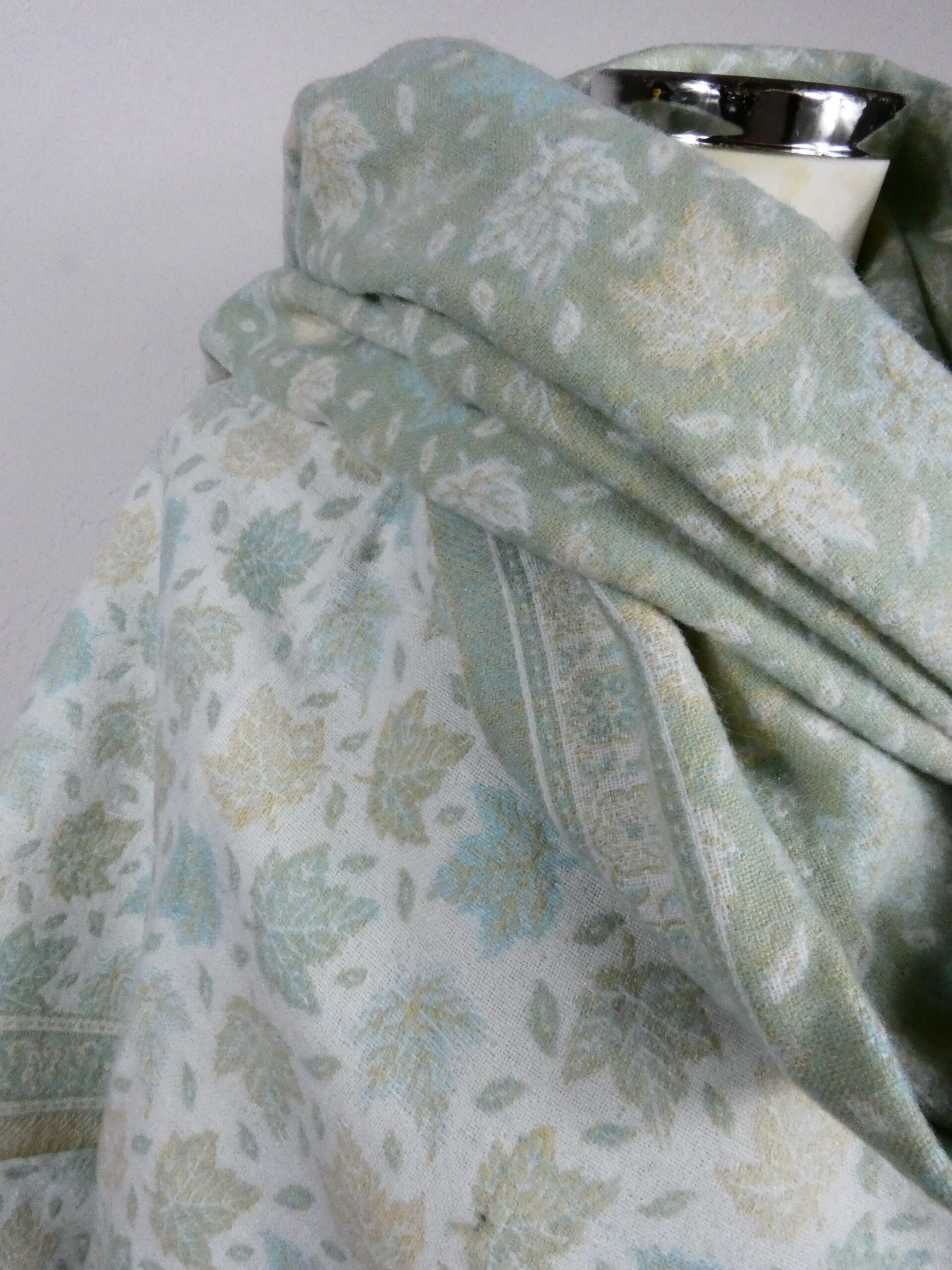 Yakwol Omslagdoek - Mint, Olijf, Wit, Zand - Afbeelding 6