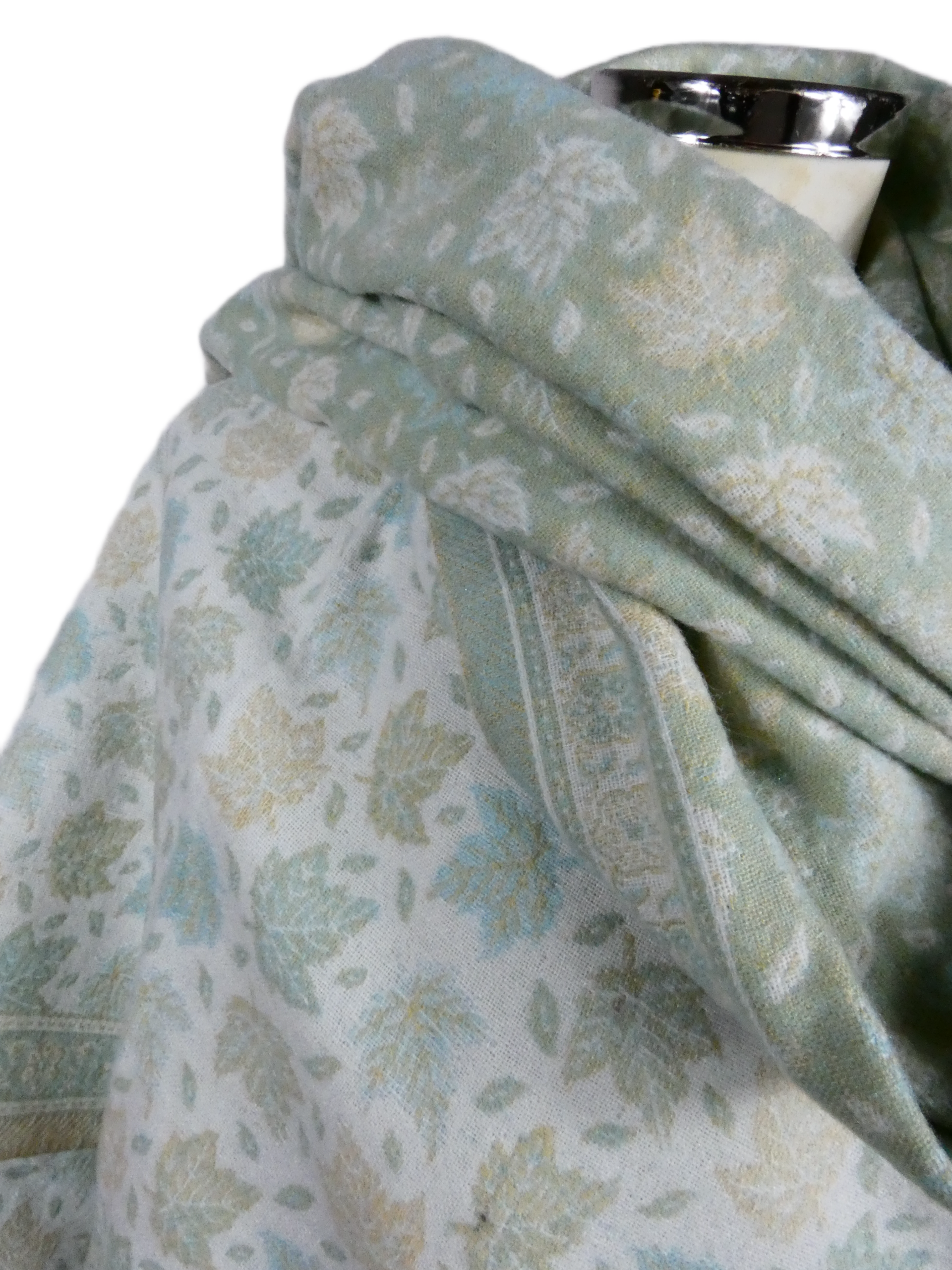 Yakwol Omslagdoek - Mint, Olijf, Wit, Zand - Afbeelding 7