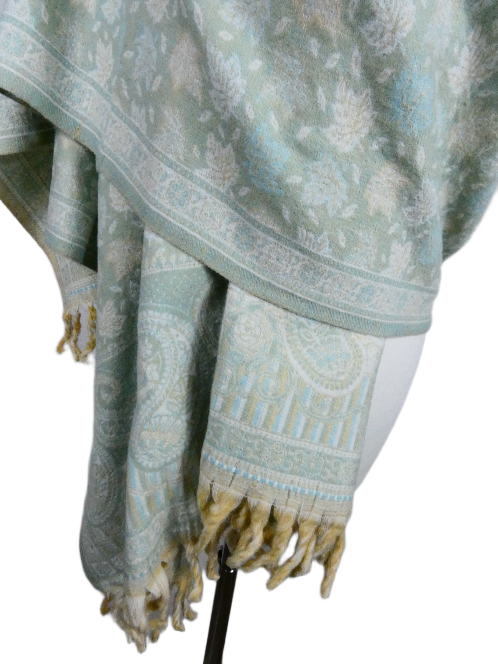 Yakwol Omslagdoek - Mint, Olijf, Wit, Zand - Afbeelding 11