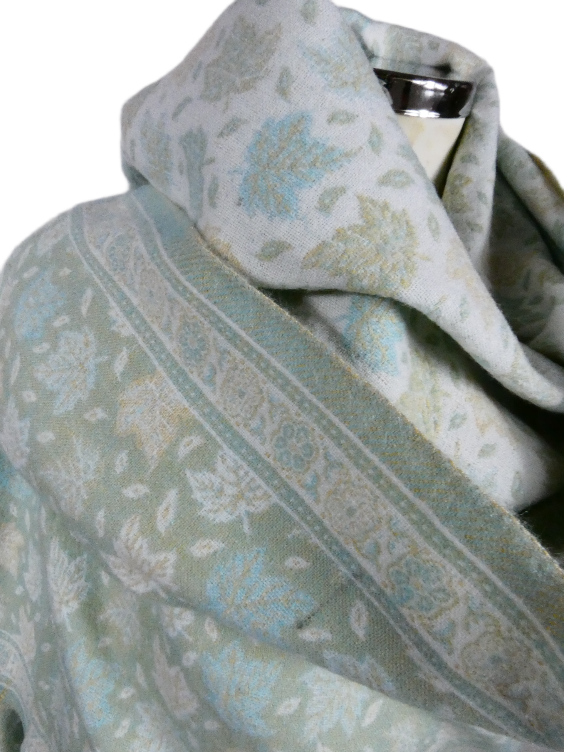 Yakwol Omslagdoek - Mint, Olijf, Wit, Zand - Afbeelding 12