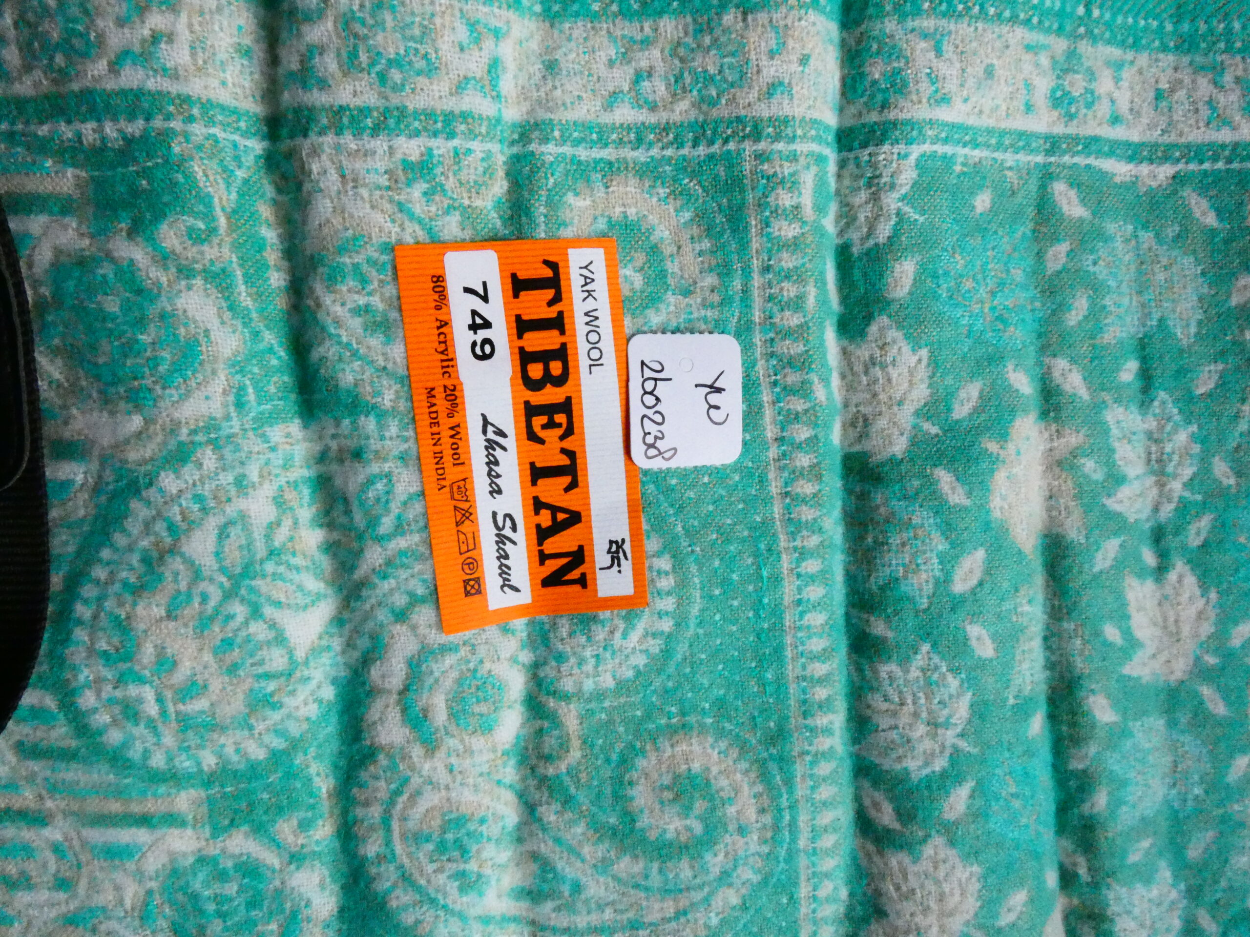 Yakwol Omslagdoek - Mint, Wit, Zand - Afbeelding 9