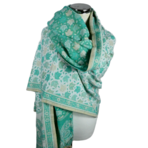 Yakwol Omslagdoek -  Mint, Wit, Zand