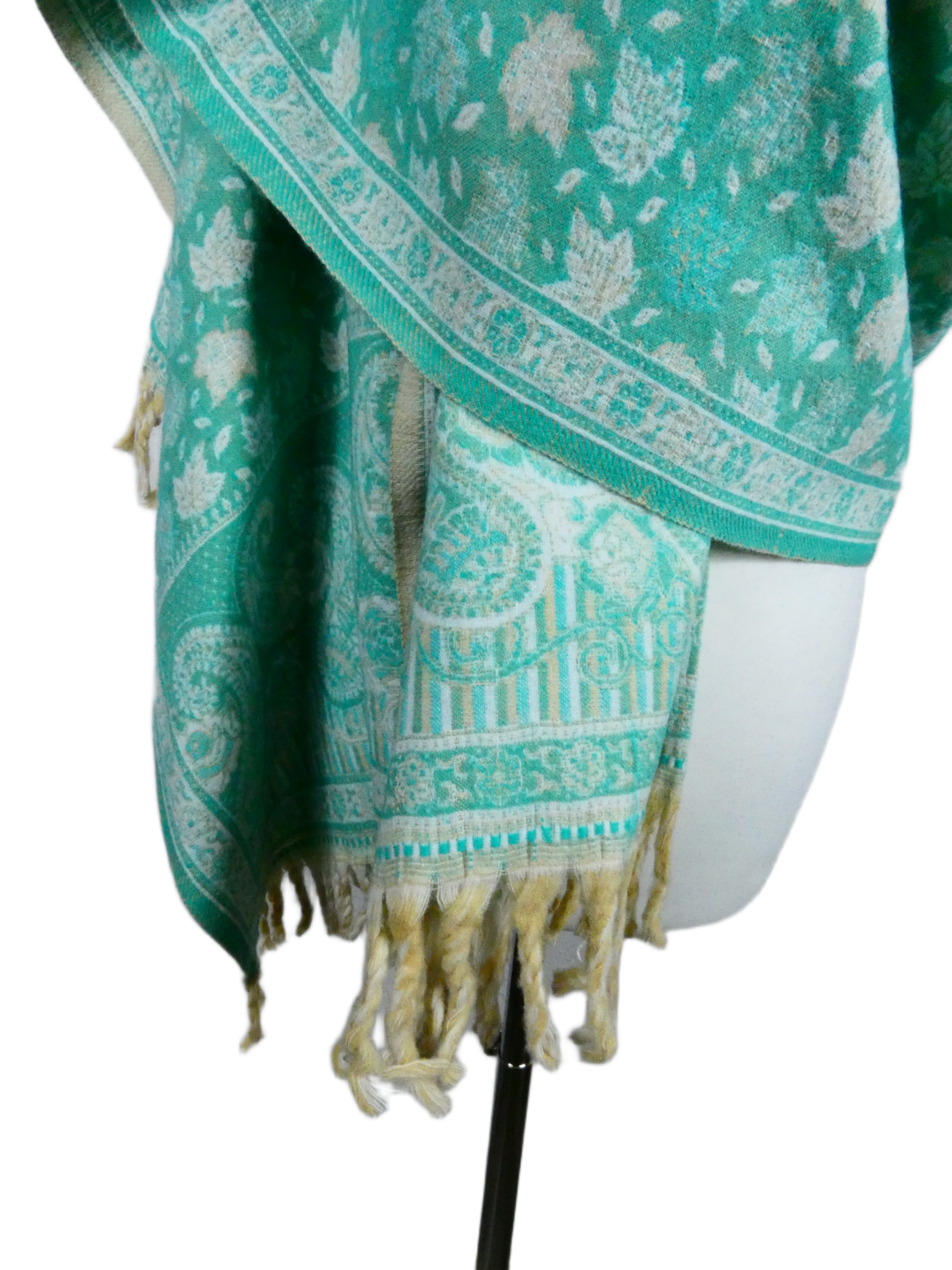 Yakwol Omslagdoek - Mint, Wit, Zand - Afbeelding 6