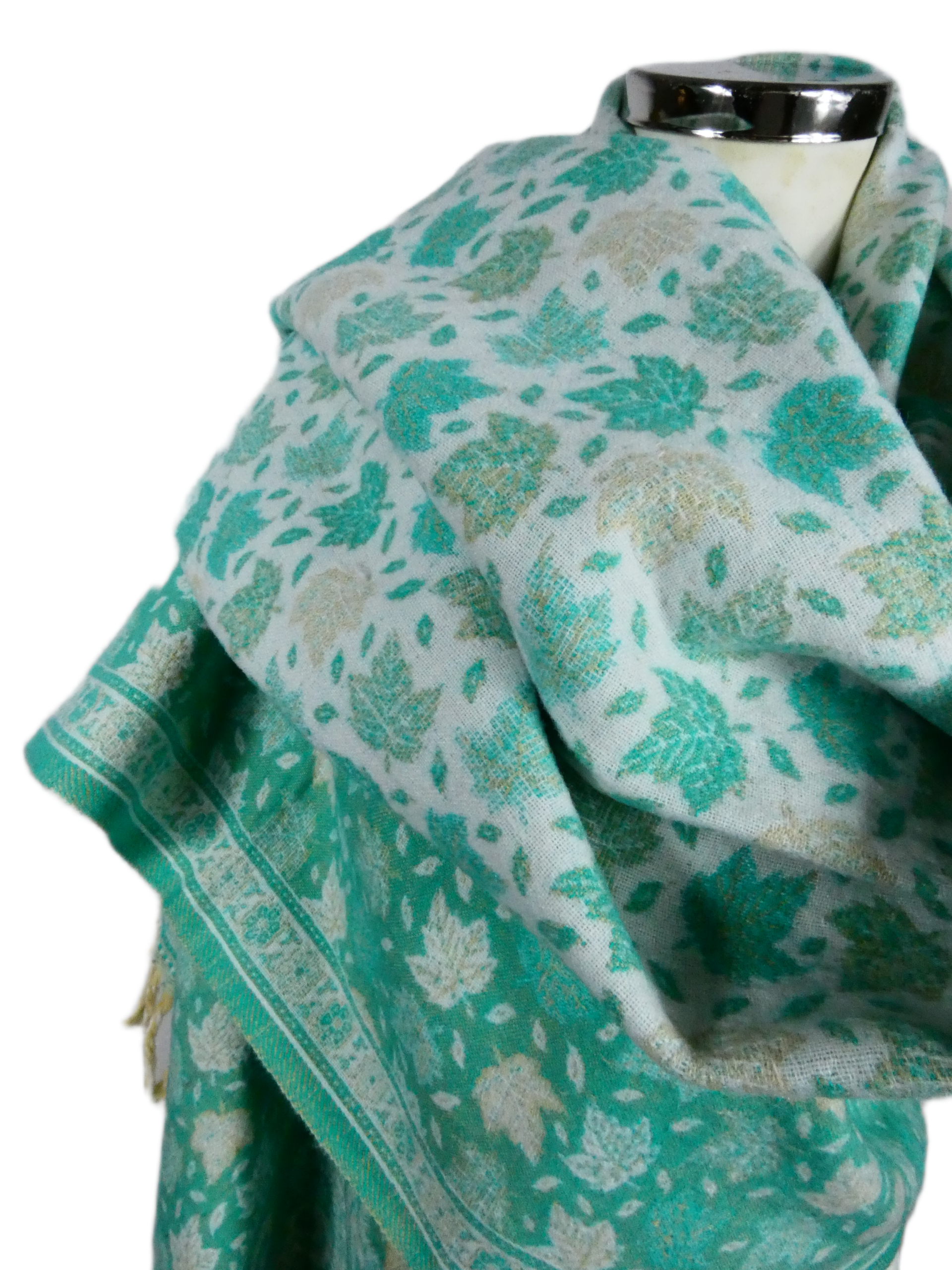 Yakwol Omslagdoek - Mint, Wit, Zand - Afbeelding 7