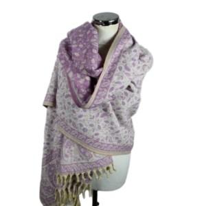 Yakwol Omslagdoek - Lila, Wit, Zand