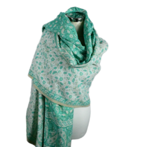 Yakwol Omslagdoek - Groen, Mint, Wit, Zand