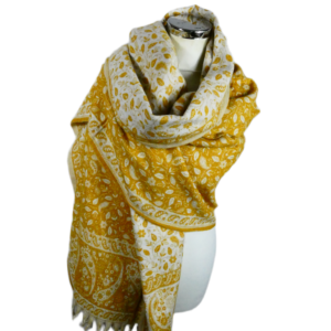 Yakwol Omslagdoek - Oker, Wit, Zand