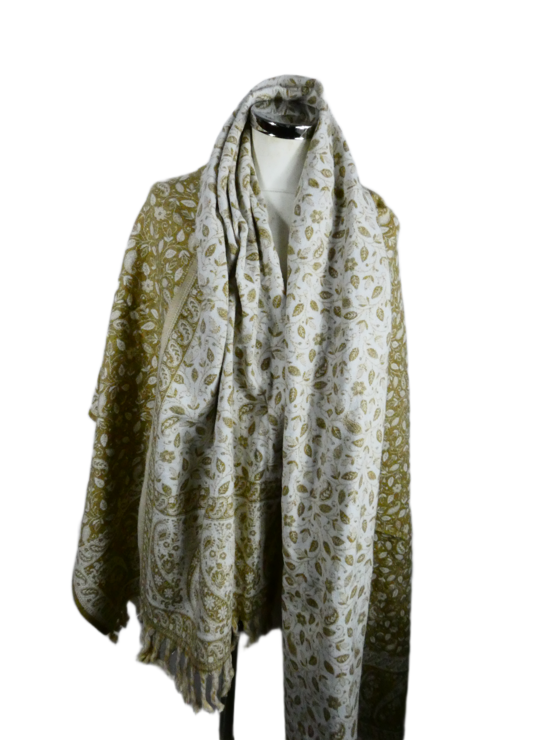 Yakwol Omslagdoek - Bruin, Wit, Zand - Afbeelding 7