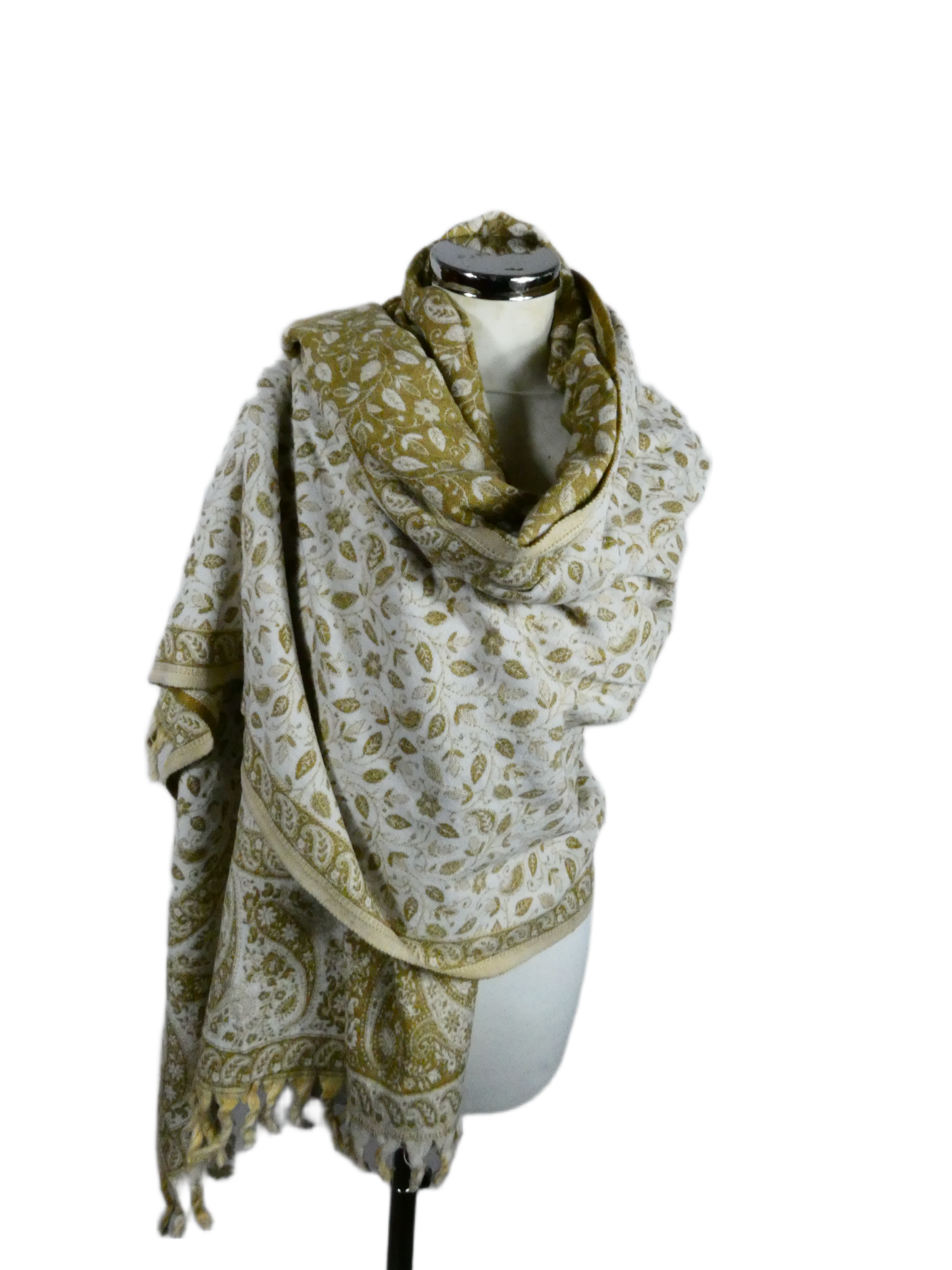 Yakwol Omslagdoek - Bruin, Wit, Zand - Afbeelding 6