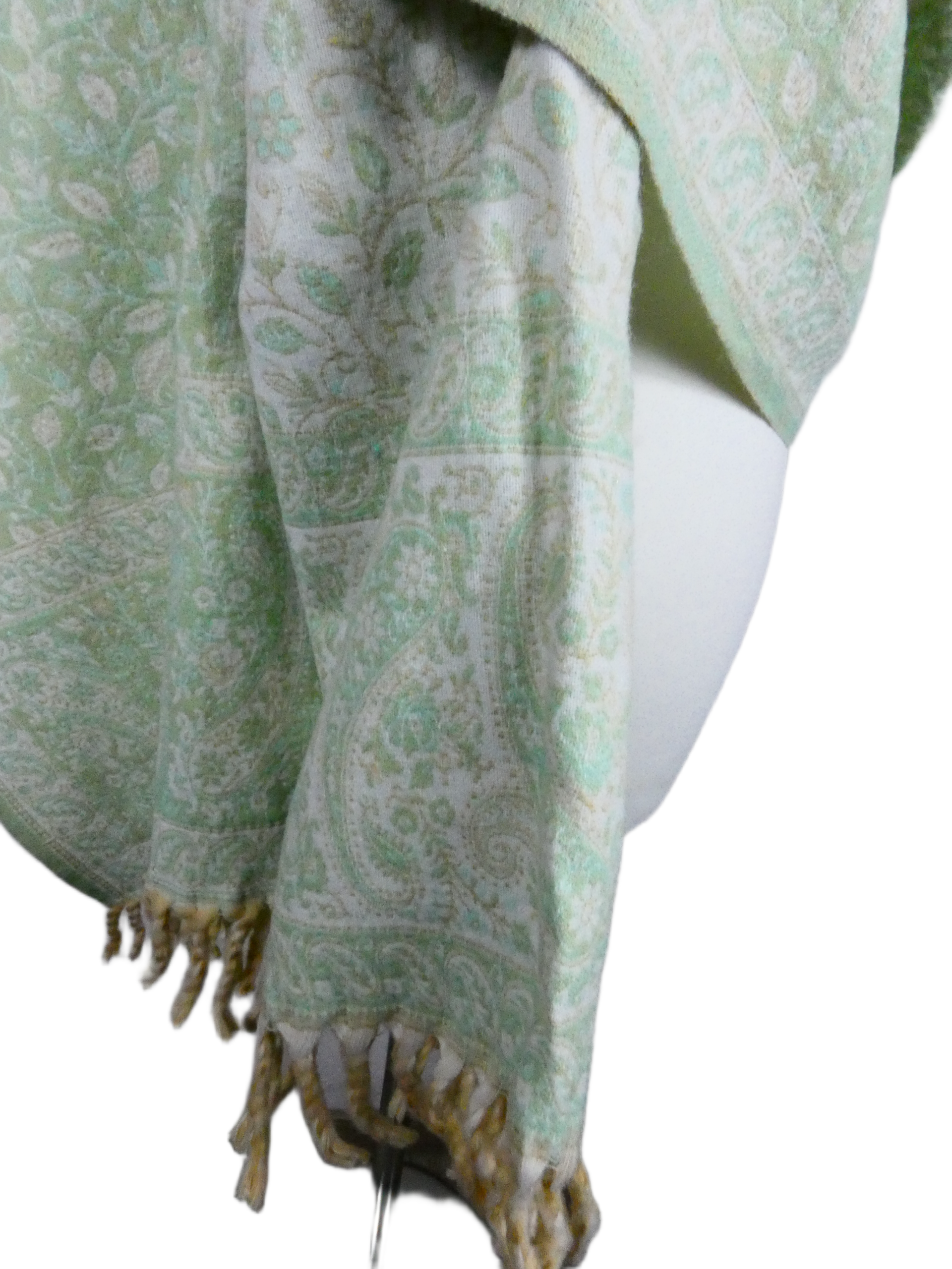 Yakwol Omslagdoek - Mint, Olijf, Wit, Zand - Afbeelding 9