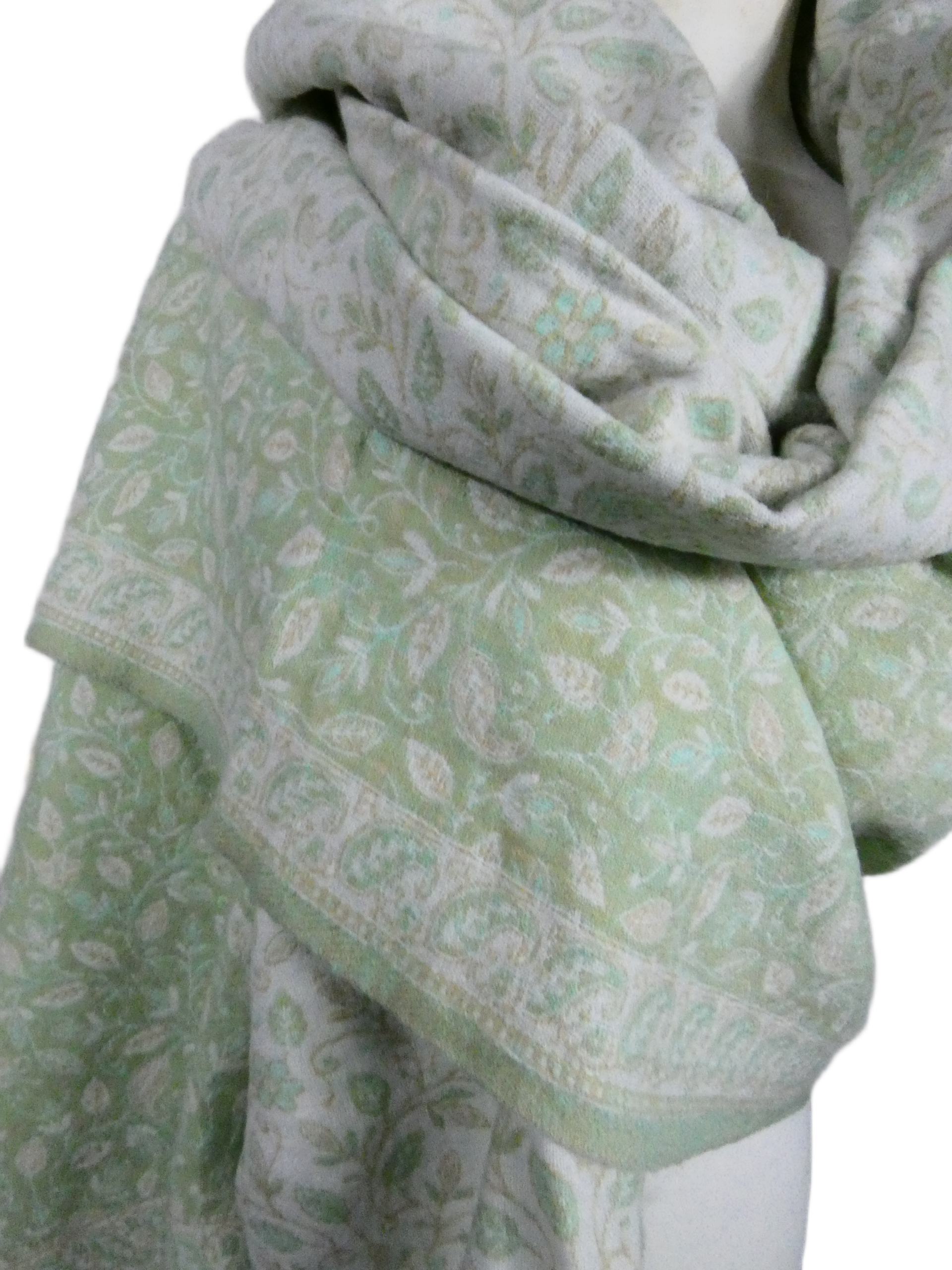 Yakwol Omslagdoek - Mint, Olijf, Wit, Zand - Afbeelding 8