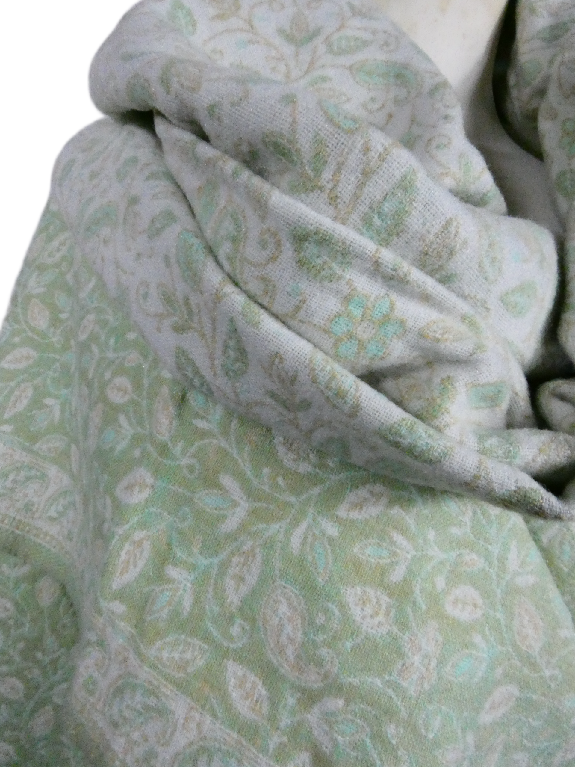 Yakwol Omslagdoek - Mint, Olijf, Wit, Zand - Afbeelding 7