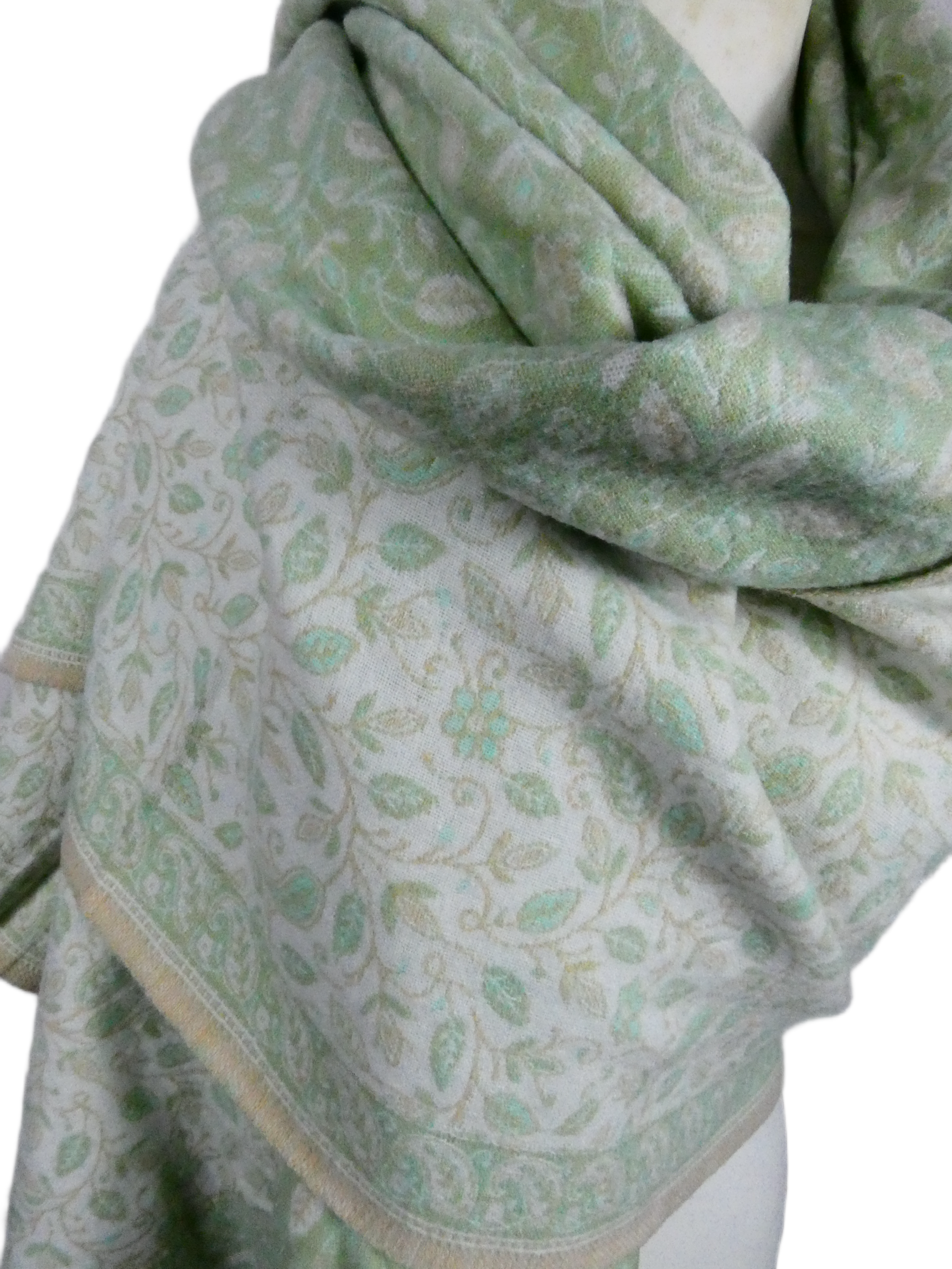 Yakwol Omslagdoek - Mint, Olijf, Wit, Zand - Afbeelding 4