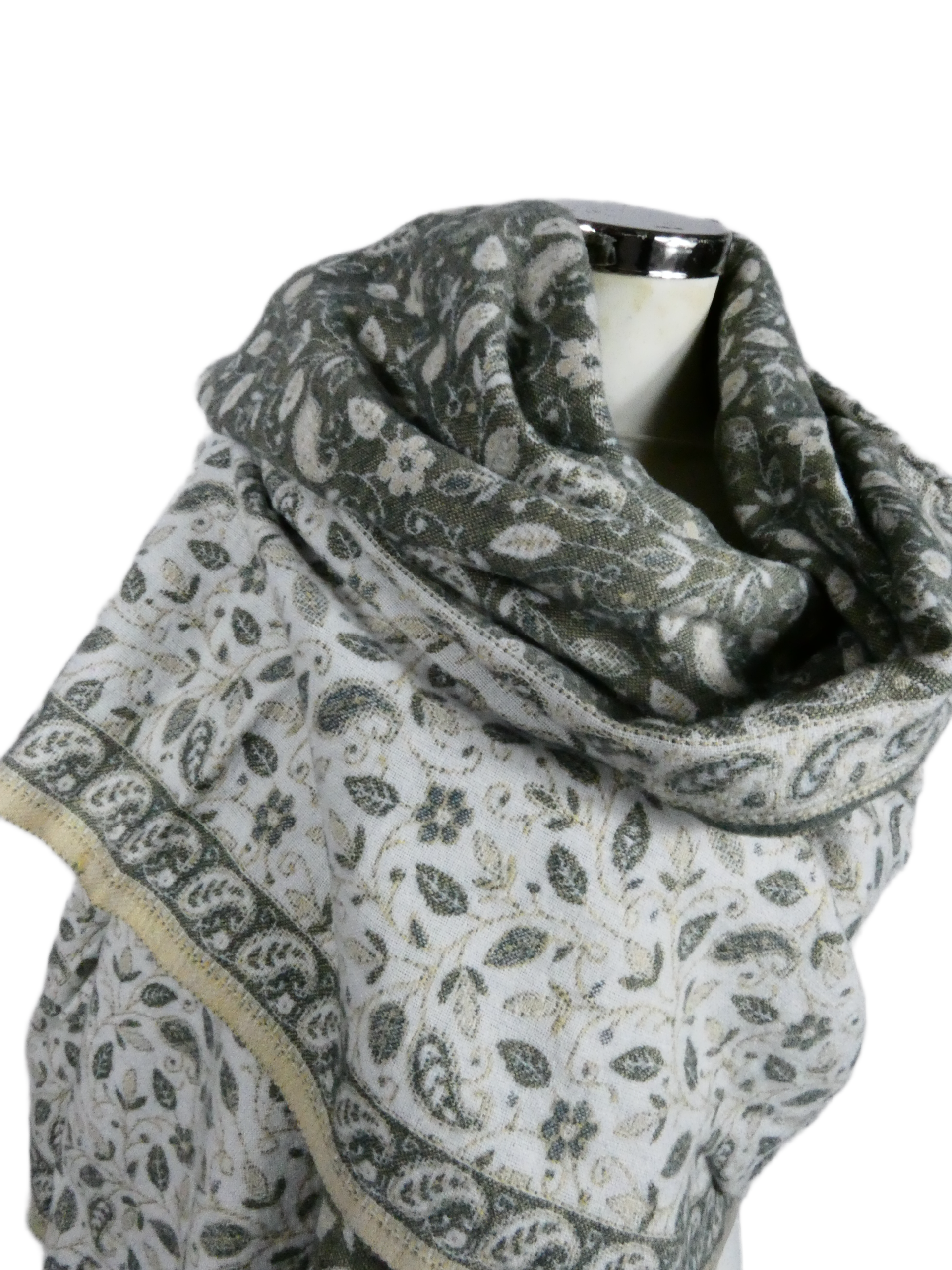 Yakwol Omslagdoek - Grijs, Wit, Zand - Afbeelding 4