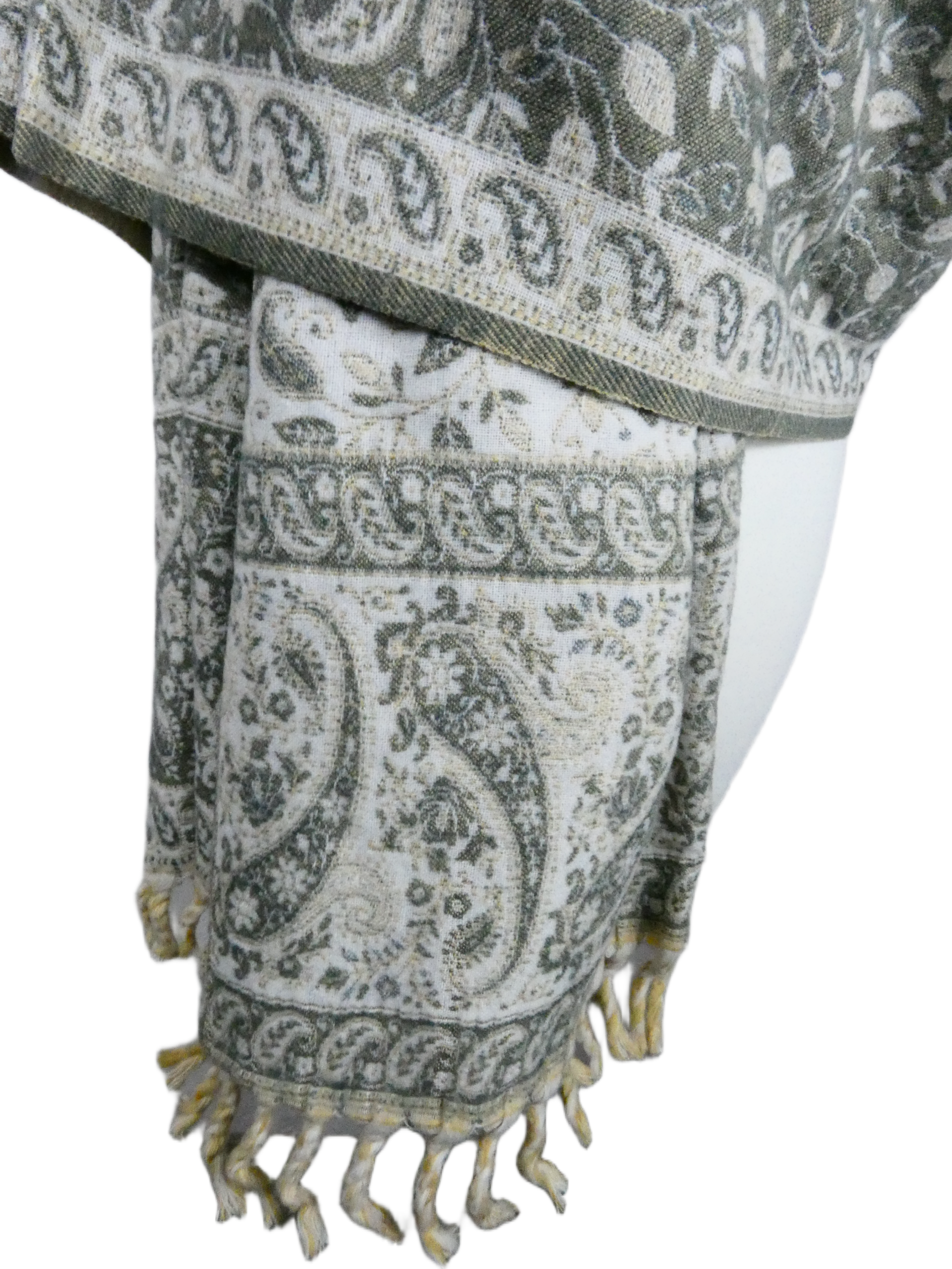 Yakwol Omslagdoek - Grijs, Wit, Zand - Afbeelding 10