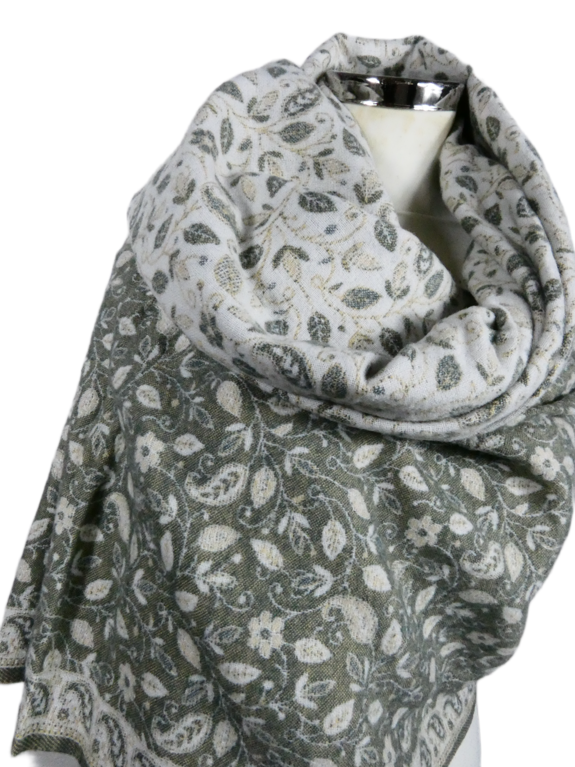 Yakwol Omslagdoek - Grijs, Wit, Zand - Afbeelding 9