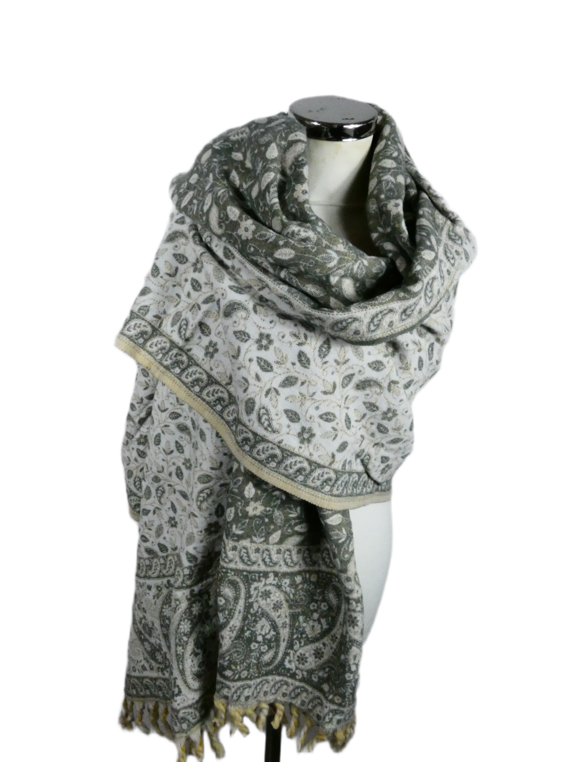 Yakwol Omslagdoek - Grijs, Wit, Zand