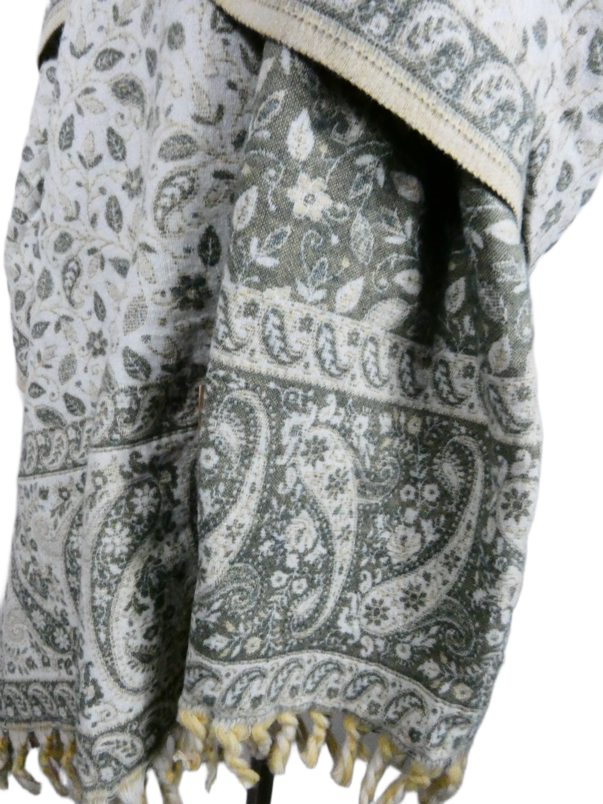 Yakwol Omslagdoek - Grijs, Wit, Zand - Afbeelding 5