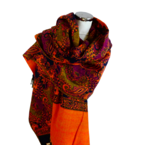 Yakwol Omslagdoek - Blauw, Oranje, Paars