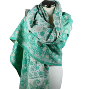 Yakwol Omslagdoek - Mint, Wit, Zand