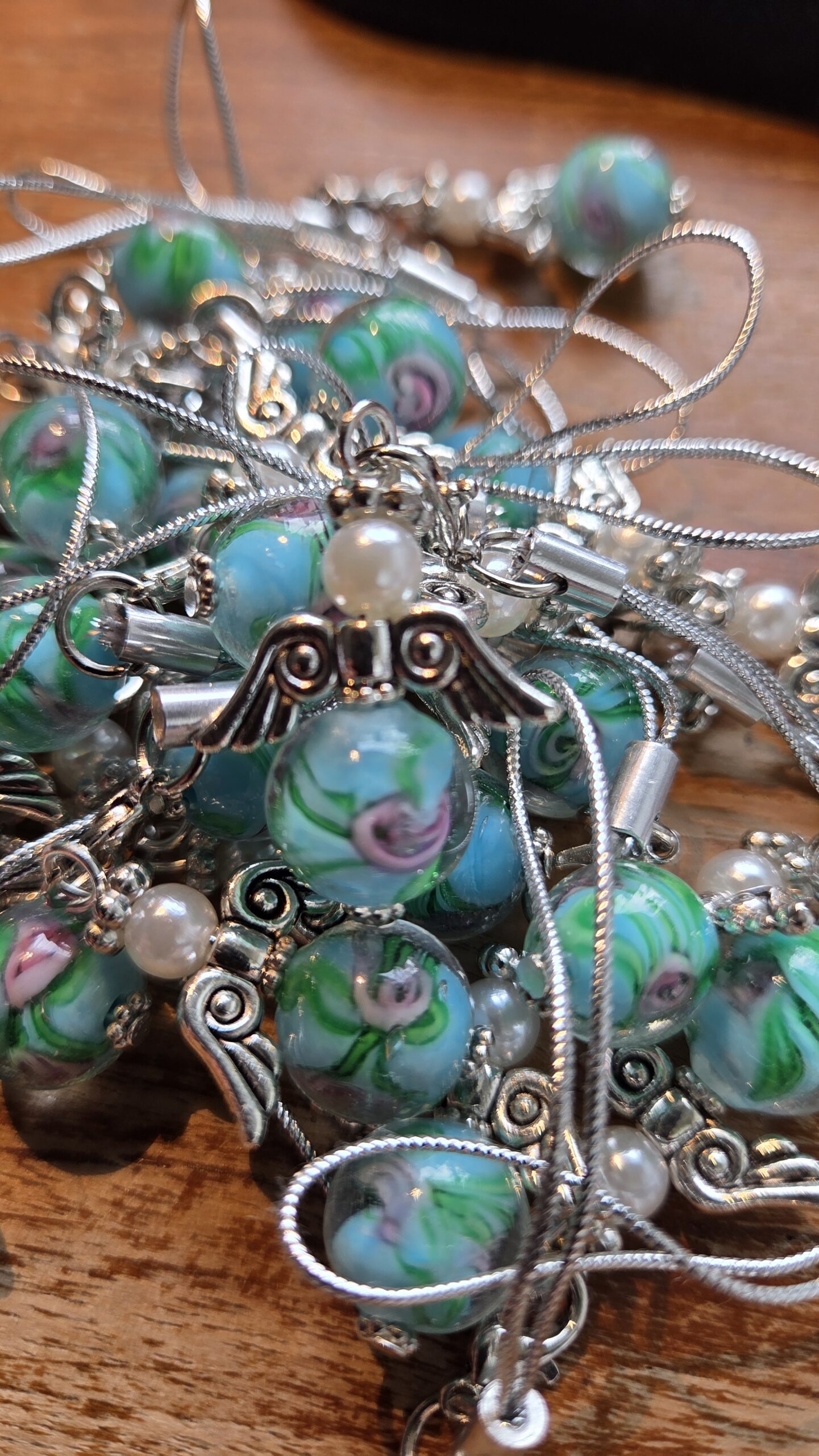 Beschermengel Glas, Turquoise, Zilver - Afbeelding 2