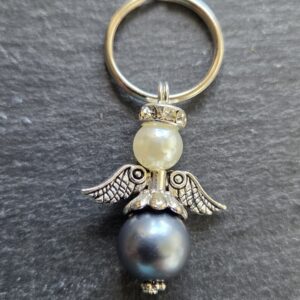 Beschermengel met sleutelring, Zilver, Grijs