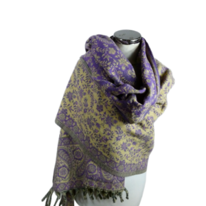 Yakwol Omslagdoek - Grijs, Paars, Zand