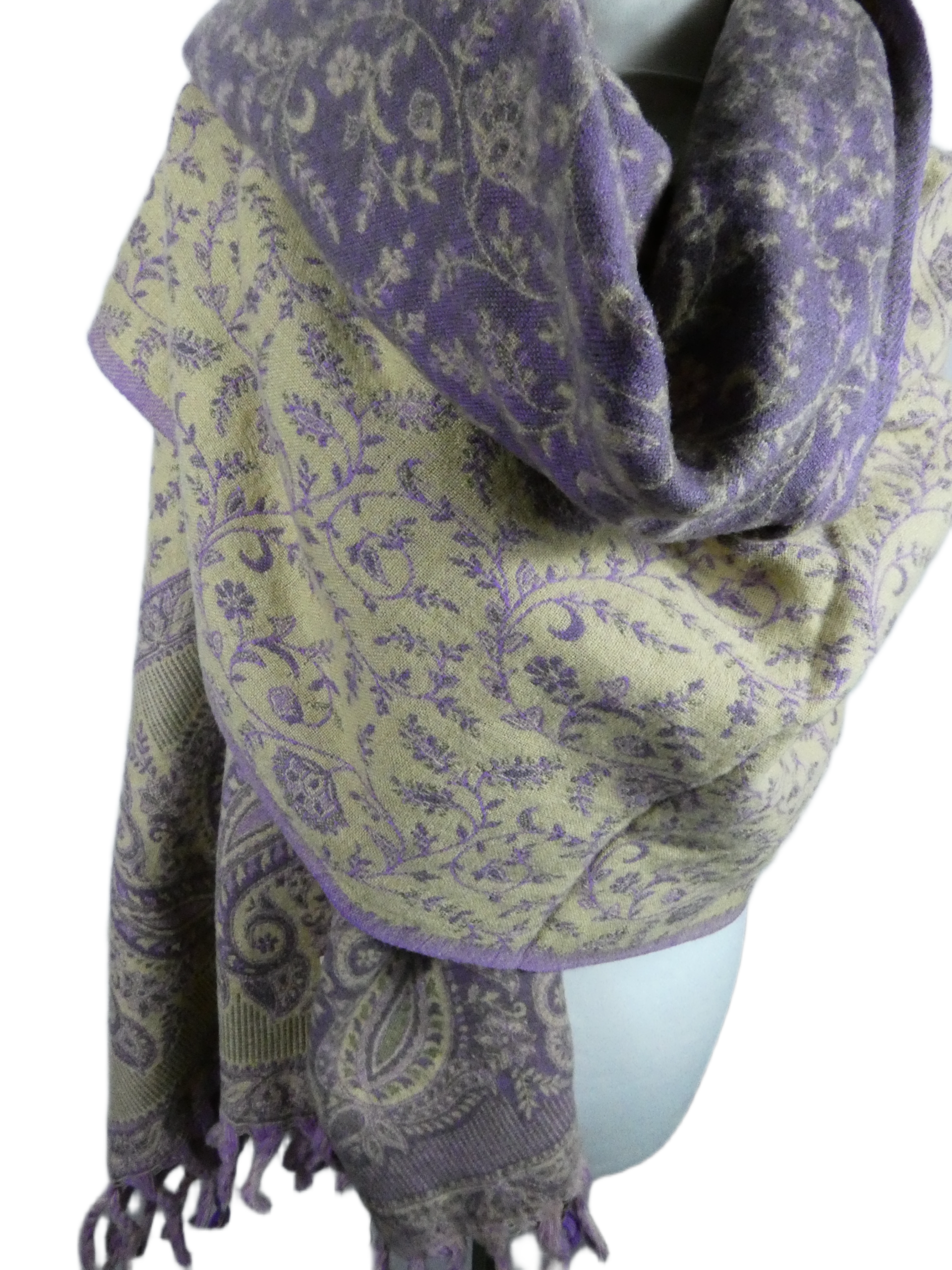 Yakwol Omslagdoek - Paars, Zand - Afbeelding 3